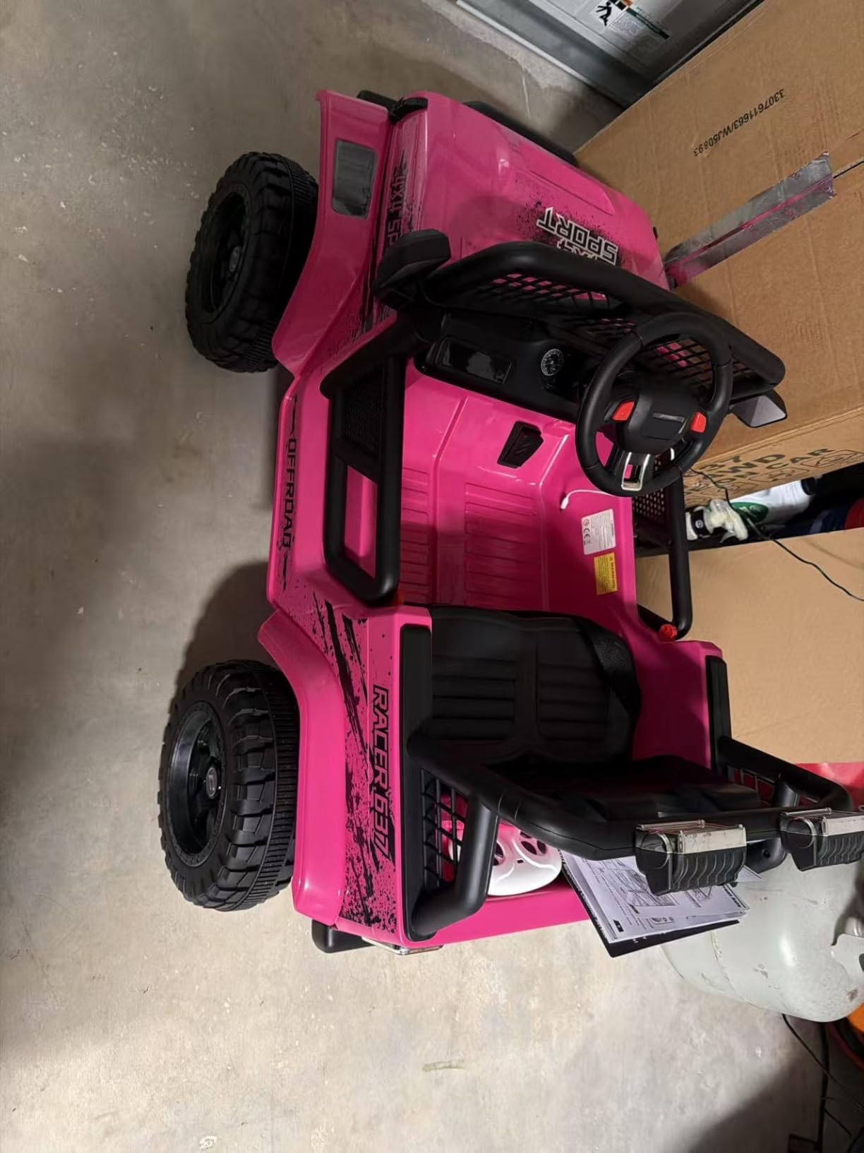 24V Ride On Jeep, Kids 2 Seater Ride On Car Truck w/4WD Motor, Remote Control, 3 Speed, Bluetooth Music, Spring Suspension, LED Light, Kids Electric Car Power Wheels Gift for Boys, Girls - Deep Black customer photo 1