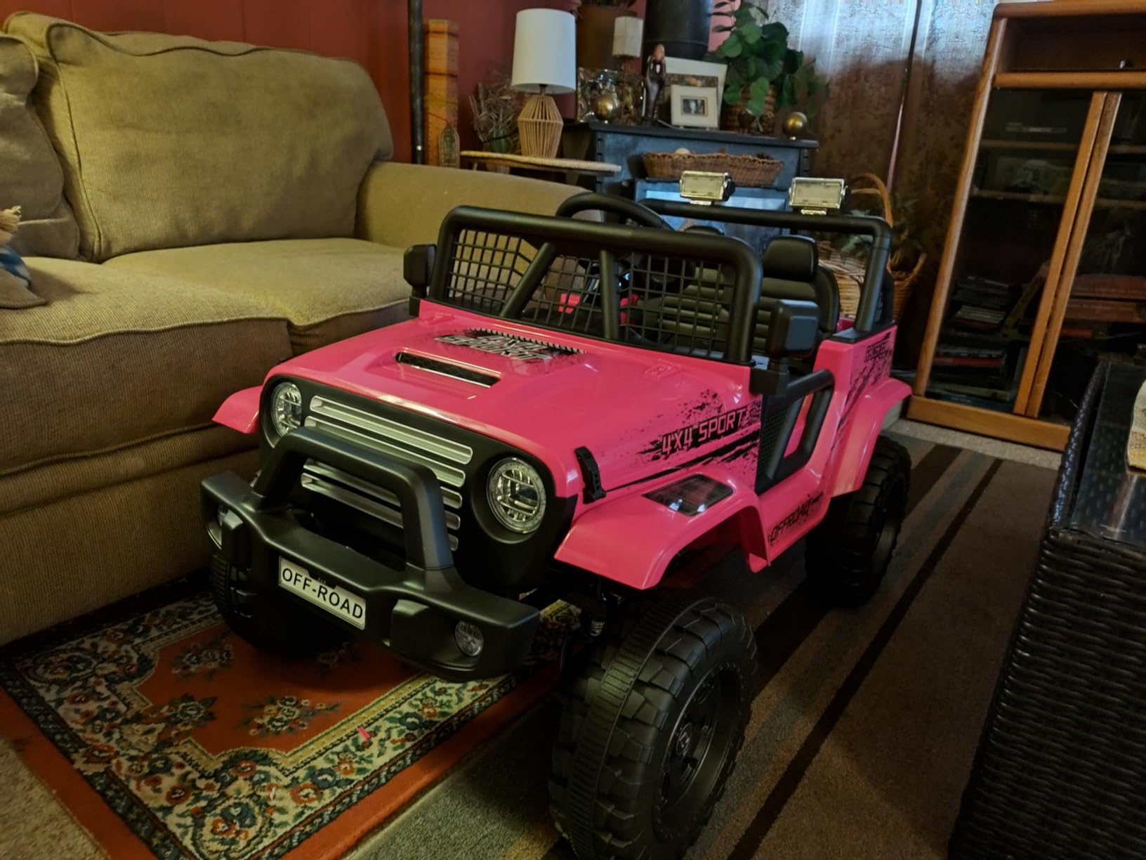 24V Ride On Jeep, Kids 2 Seater Ride On Car Truck w/4WD Motor, Remote Control, 3 Speed, Bluetooth Music, Spring Suspension, LED Light, Kids Electric Car Power Wheels Gift for Boys, Girls - Deep Black customer photo 2