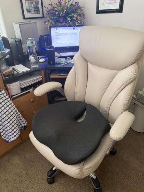 SitCushion Extra Large Memory Foam Seat Cushions for Office Chairs, Pressure Relief Seat Cushion for Tailbone Pain Relief, Sciatica & Back Pain, Ergonomic Office Chair Cushion for Long Sitting (Black) customer photo 1