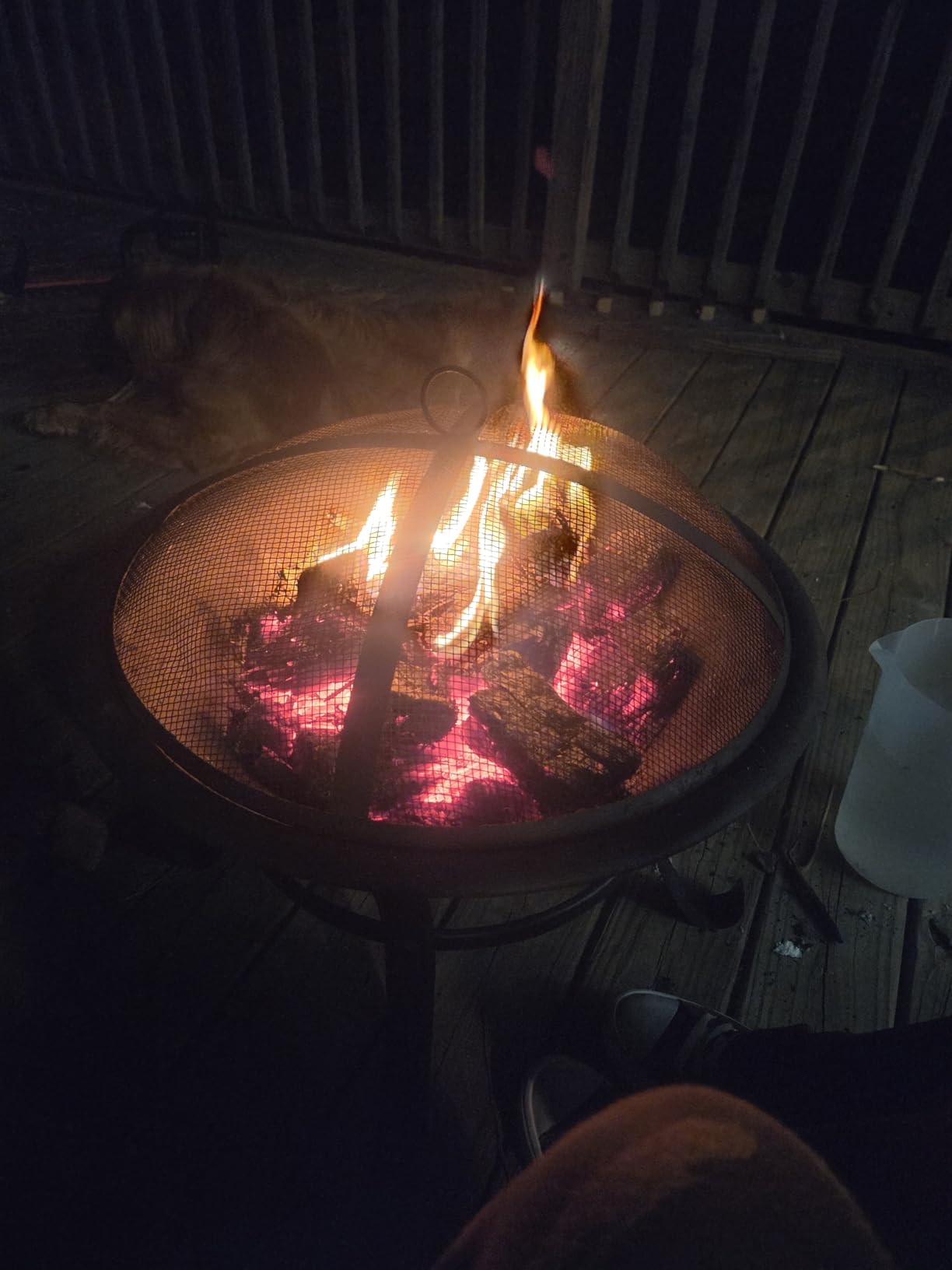 Panovue 22 in Firepit for Outside Outdoor Small Fire Pit, Durable Firepit with Mesh Lid, Log Grate, and Fire Poker, Fire Pit for Outside Backyard, Deck, Camping and Picnic customer photo 1