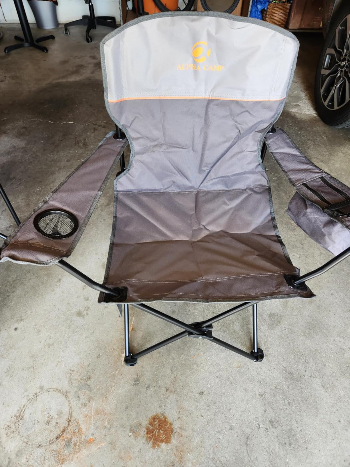 ALPHA CAMP Camping Chairs 350LBS Capacity, Heavy Duty Folding Chair with 4-Can Cooler Bag, Portable Outdoor Chair with Cup Holder for Adults, Collapsible for Tailgating, Beach, Fishing customer photo 1
