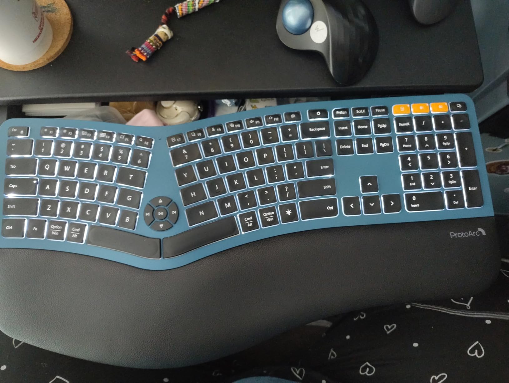 Backlit Bluetooth Ergonomic Keyboard, ProtoArc EK01 Plus Full Size Wireless Split Keyboard with Dual Bluetooth and USB, Cushioned Wrist Rest, Rechargeable for Windows/Mac/Android, Grey Black customer photo 1
