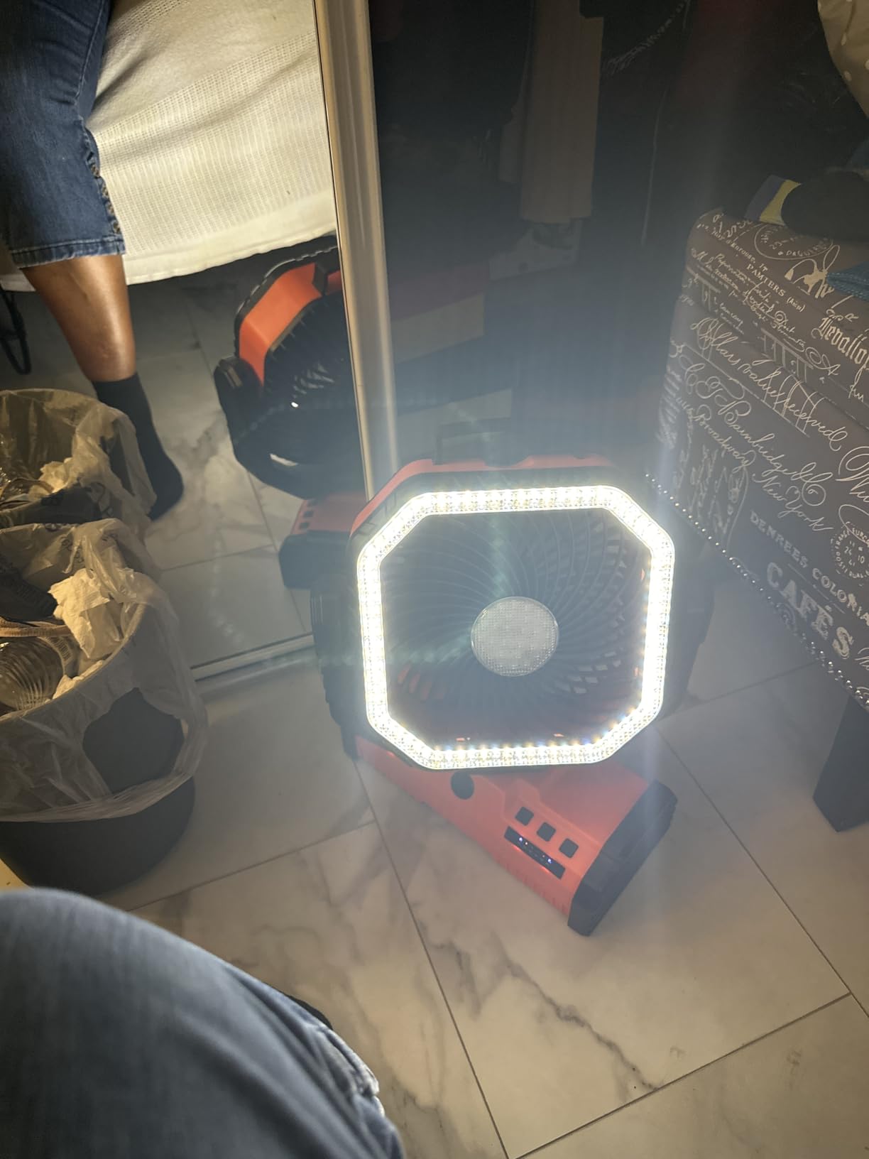 Battery Operated Fan Portable Battery Powered Outdoor Camping Tent Fan with LED Lantern Light 20000mAh Rechargeable, Oscillating, 360° Rotating Hanging Hook, Cordless USB Desk Fan(Black) customer photo 2