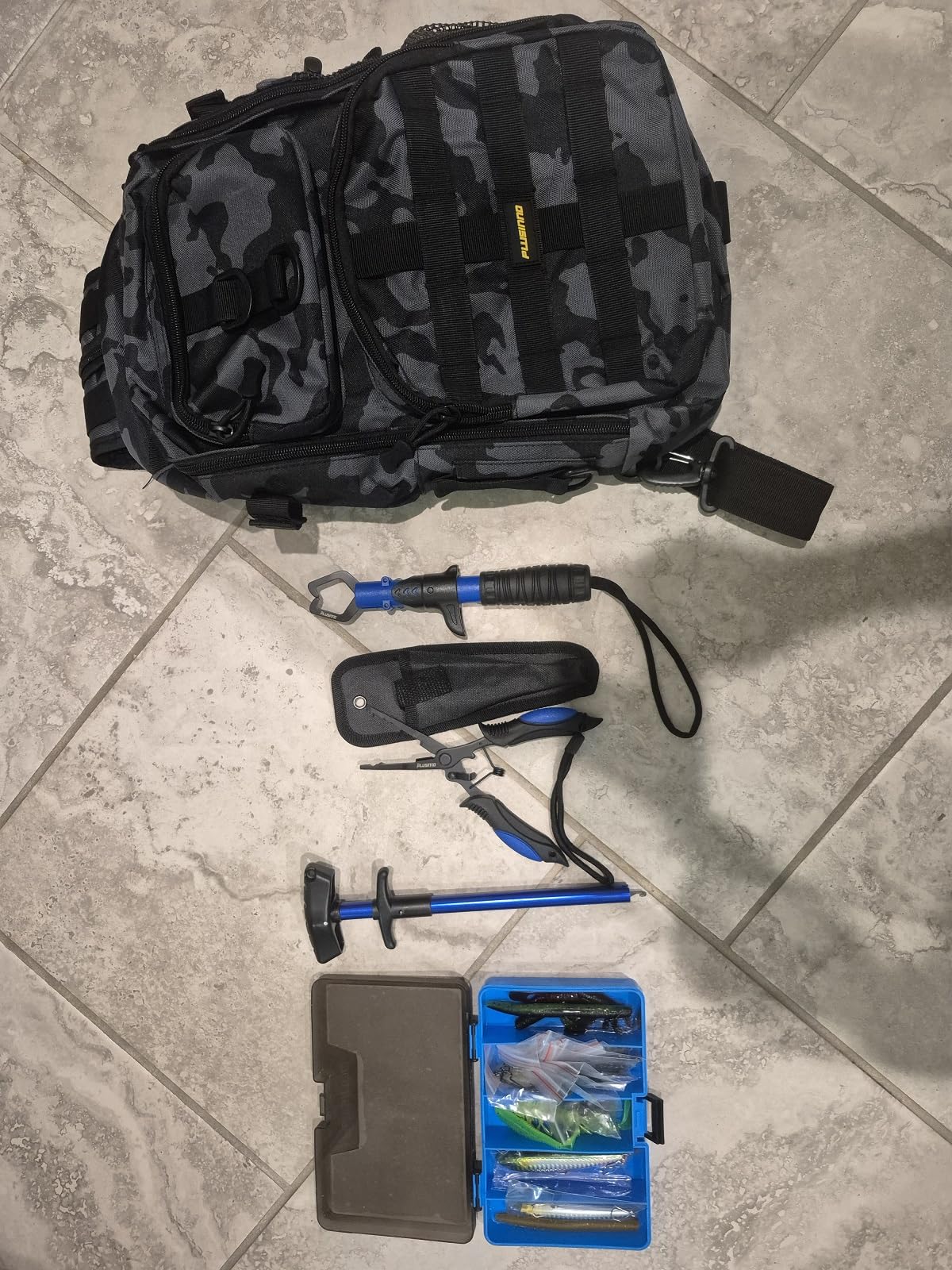 PLUSINNO Fishing Backpack with Tackle Boxes, Waterproof Fishing Sling Tackle Bag For Fishing Gear With Rod Holder, Fishing Gifts for Men With Fishing lures, Fishing pliers. customer photo 1