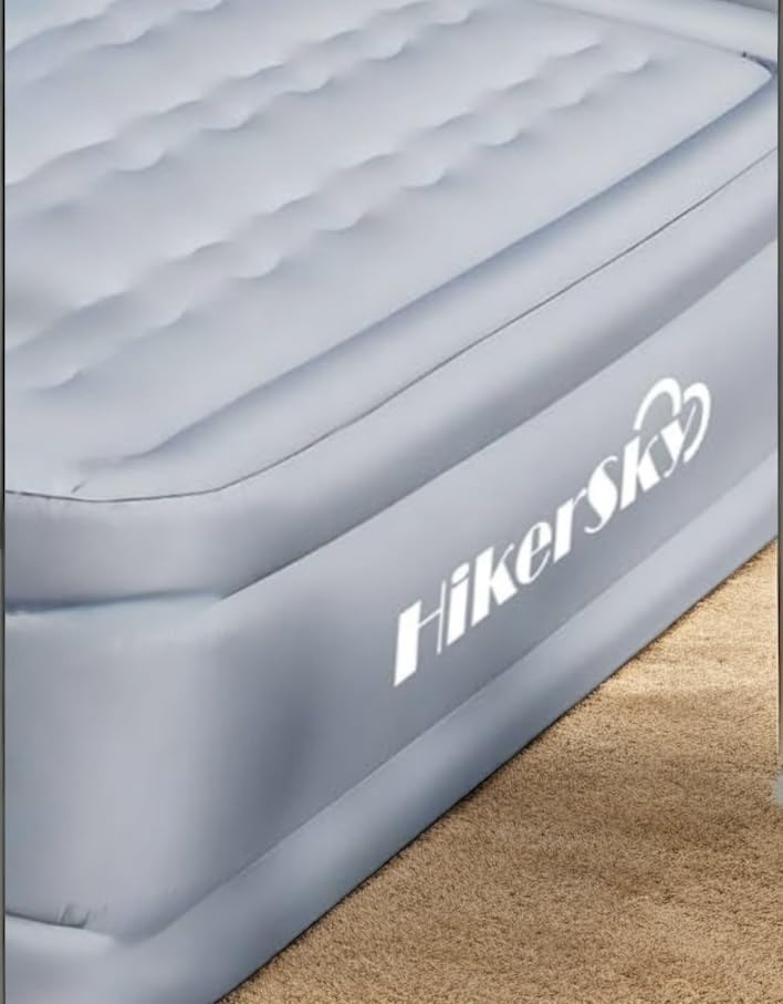 Air Mattress Queen with Built in Wireless Battery Pump, Blow Up Inflatable Mattress for Camping,Guest Air Bed, All Fabric, 21'' Grey Queen customer photo 1