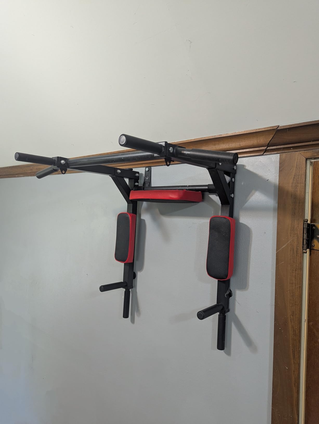 CRYSTAL FIT Multifunctional Wall Mounted Pull Up Bar, Chin Up Bar and Dip Station, Heavy Duty Steel Supports to 440 Lbs, Home Gym Workout Indoor Power Tower Set Training Equipment Fitness customer photo 1