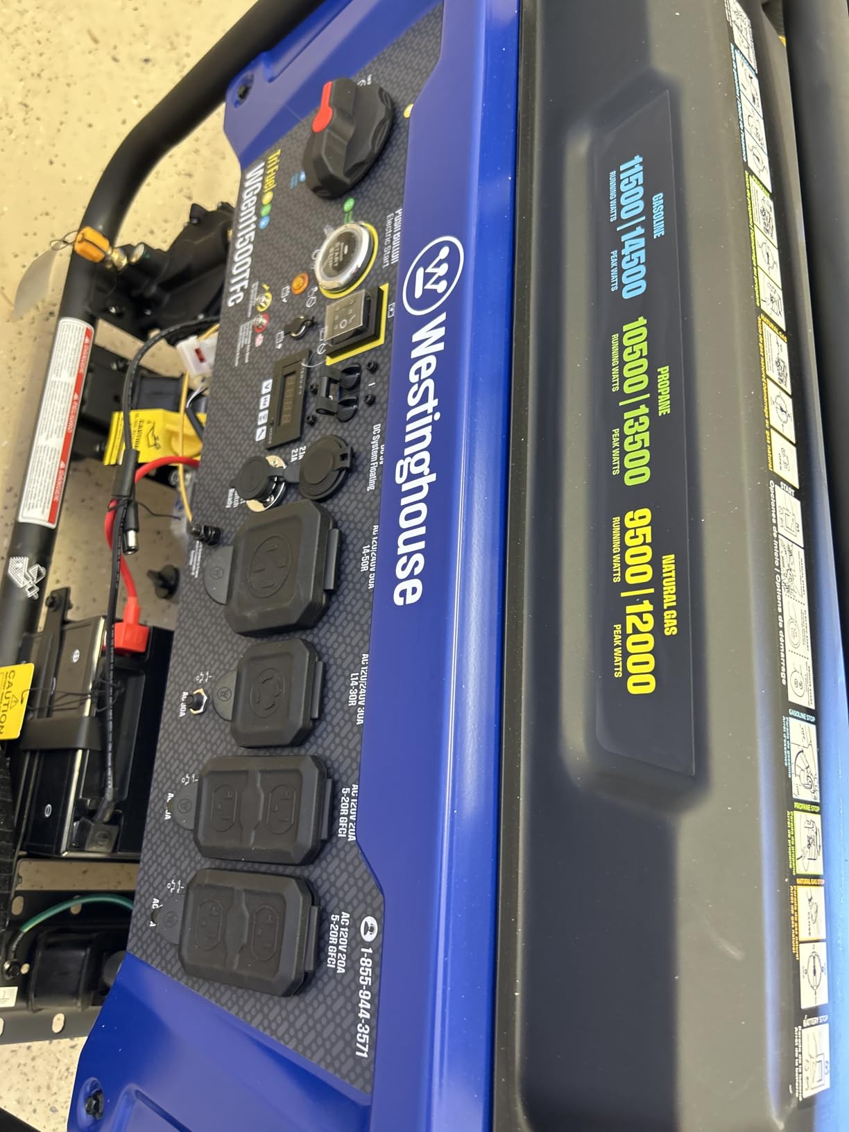 Westinghouse Outdoor Power Equipment 14500 Peak Watt Dual Fuel Home Backup Portable Generator, Remote Electric Start, Transfer Switch Ready, Gas and Propane Powered customer photo 1