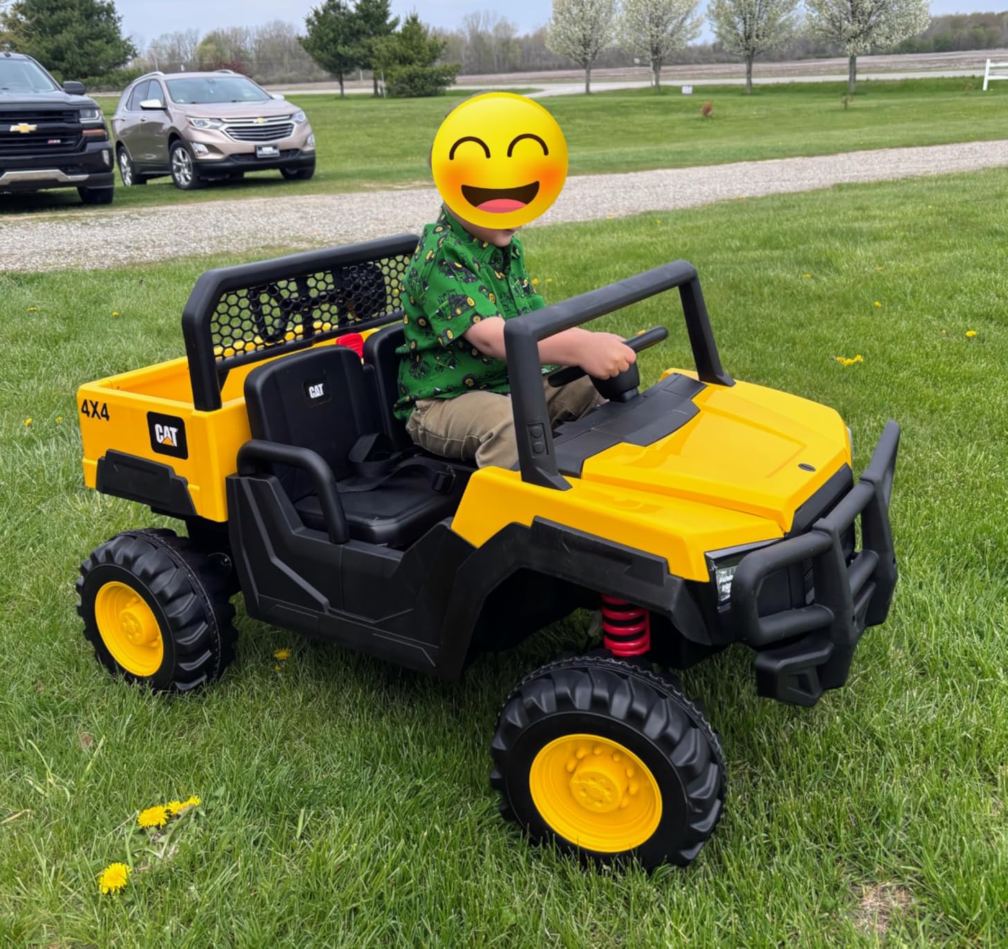 ANPABO 2 Seater Licensed Caterpillar Ride On Dump Truck, 24V Ride On Toys with 4x100W Motors, Up to 5Mph, Parent Remote, Shock Absorbers, Dump Bed and Shovel, Electric Car for Kids customer photo 2