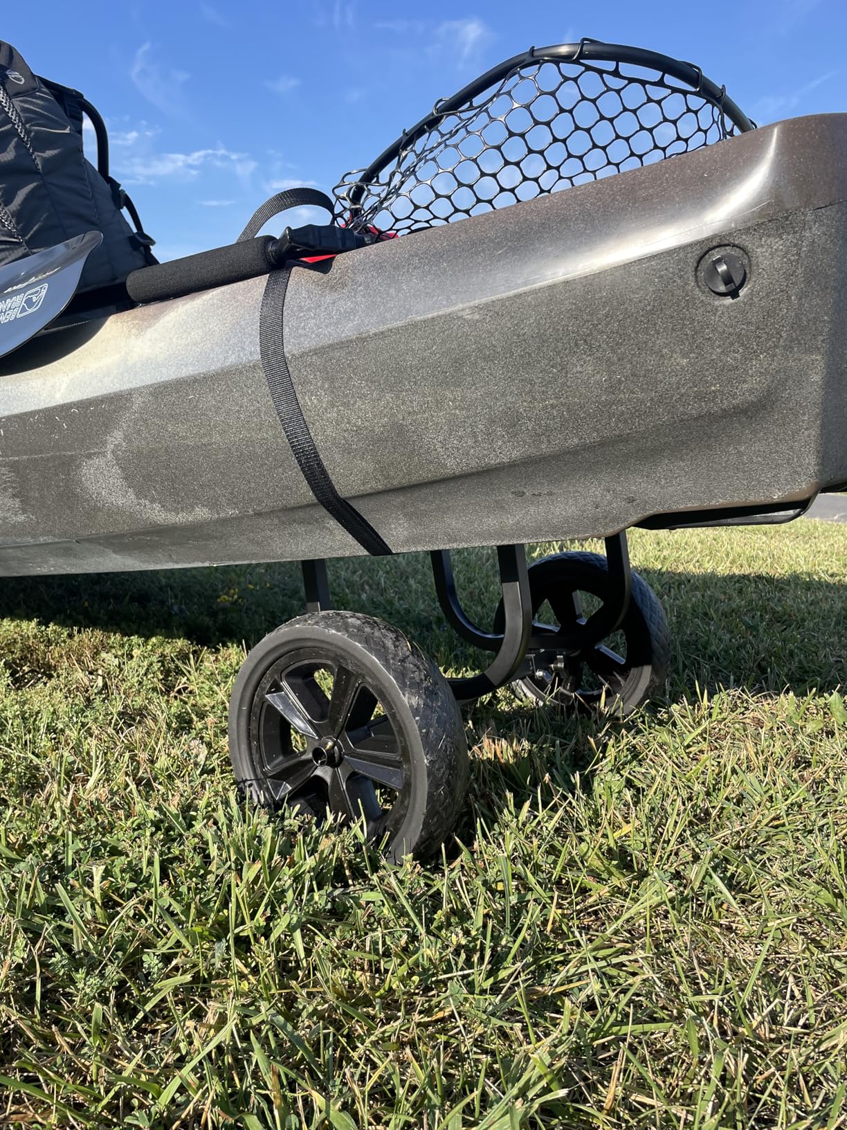 GanFindX Kayak Cart with Kayak Wheels, 300 lbs Heavy Duty Aluminum Kayak Dolly with Padded Support Bars, Portable Canoe Trolley for Kayaks, Fishing Kayaks and Paddle Boards customer photo 2