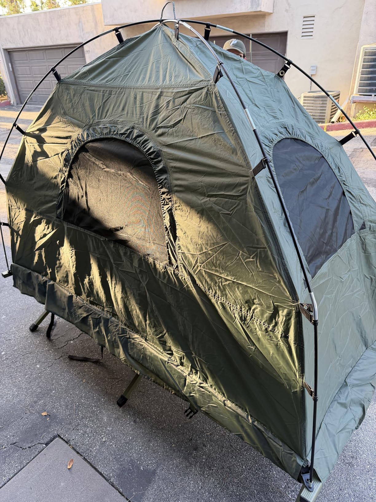 LDAILY Camping Tent Cot, 5 in 1 Off Ground Elevated Tent with Air Mattress, Sleeping Bag & Pillow, Folding Camping Cot Combo with Carrying Bag for Outdoor Hiking, RV, Picnic, Field Backyard (1 Person) customer photo 1
