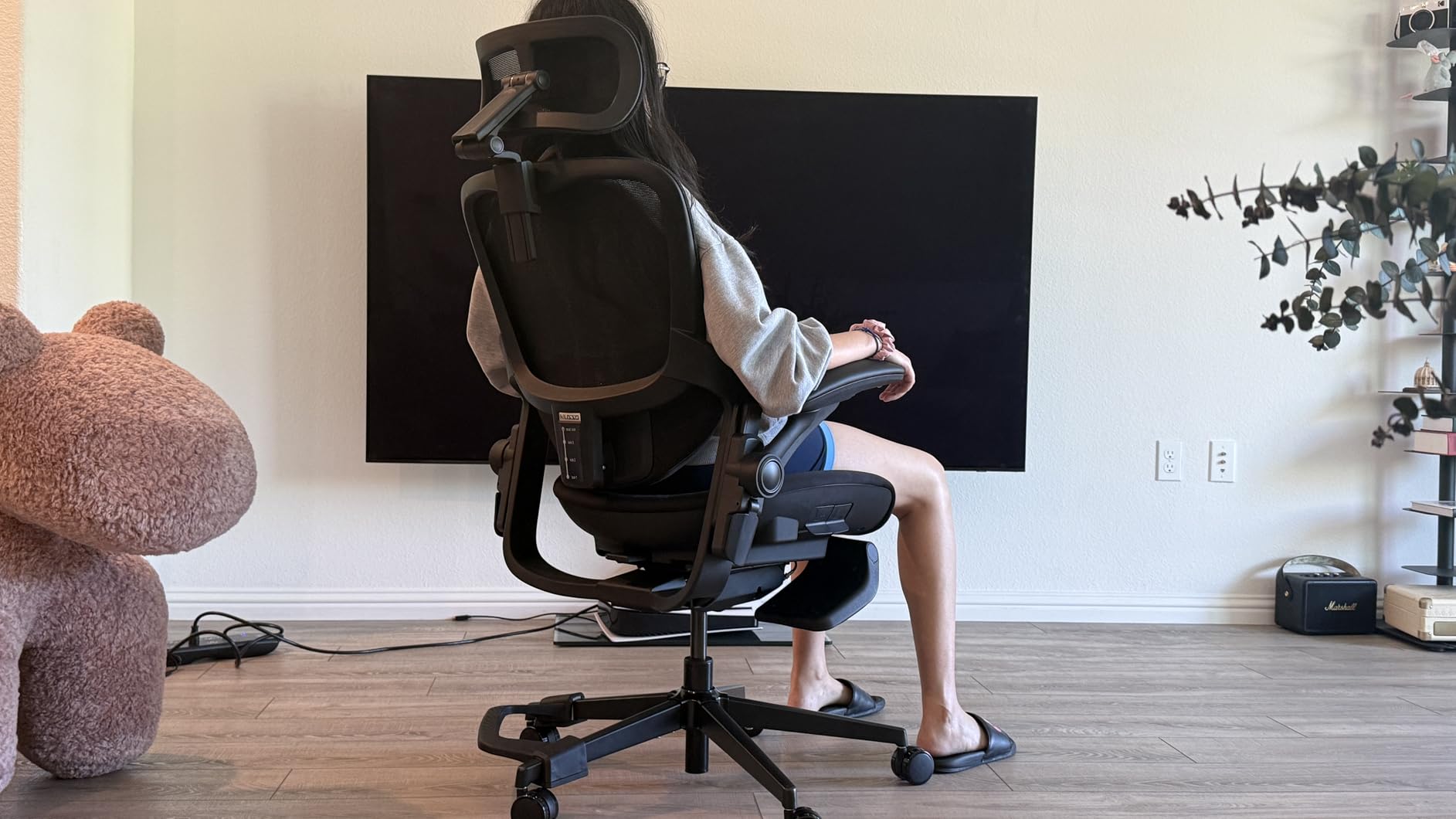 MUSSO E80 Petite Ergonomic Office Chair for Women, Small Frame Adjustable Desk Chair with 3D Lumbar Support, 4D Headrest, Footrest, 90 Degree Flip-Up Arms, 135 Degree Recline Mesh Computer Chair customer photo 2