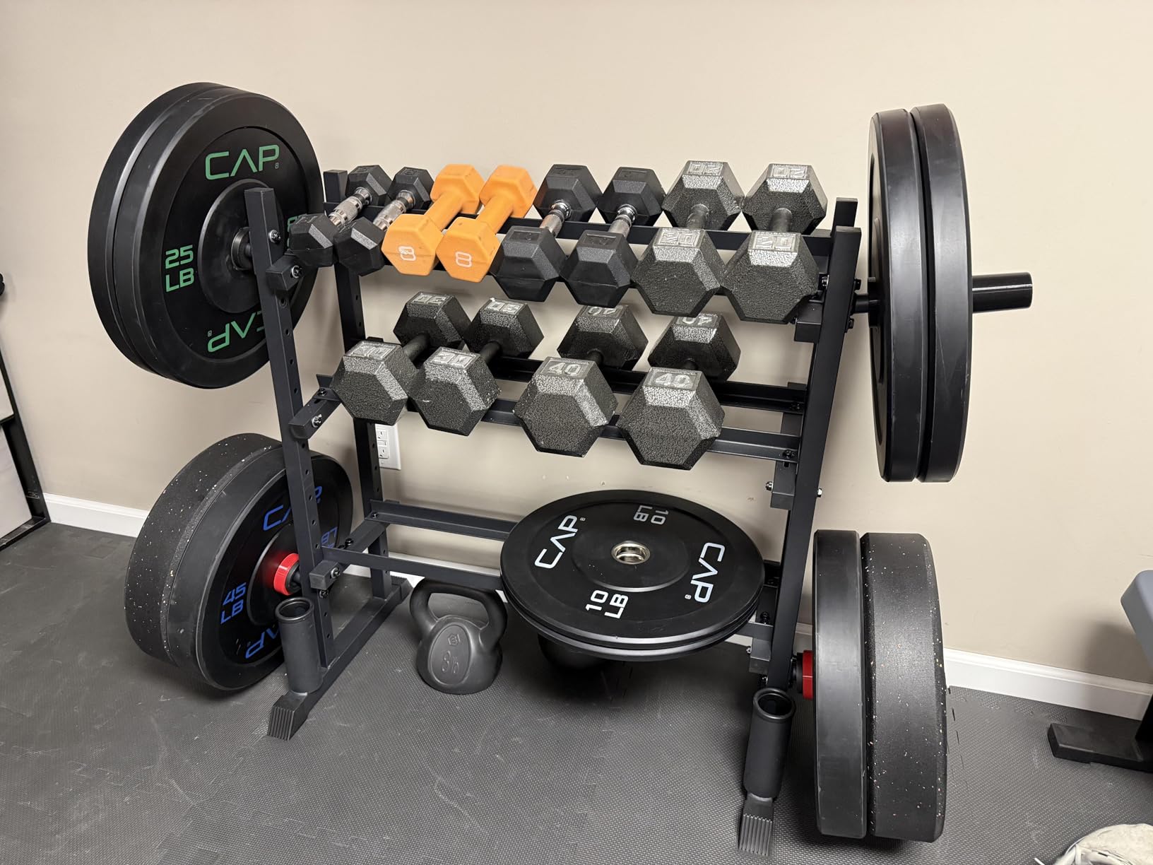 3-Tier Dumbbell Rack, 1100LB Capacity Adjustable Weight Rack for Home Gym, Heavy-Duty Weight Stand for Dumbbells Kettlebells & Weight Plates (Rack Only) customer photo 2