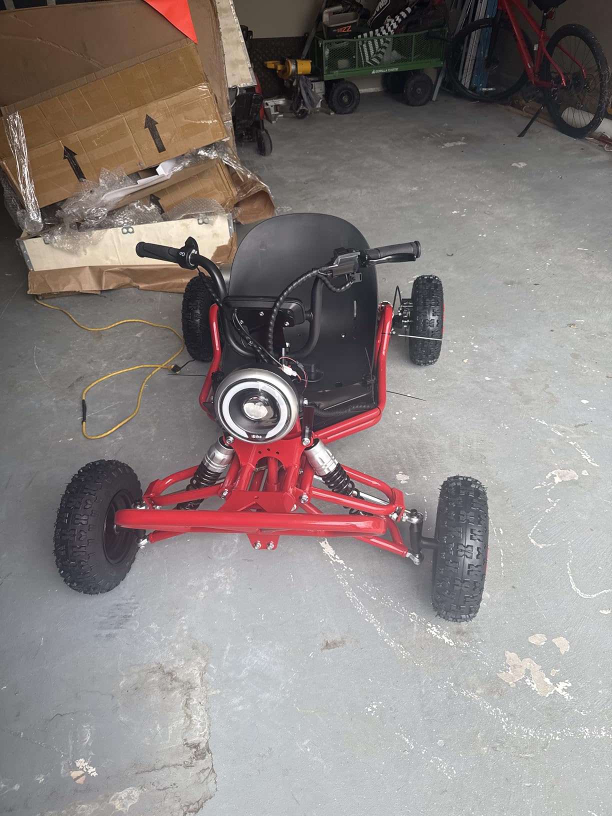 Zyliathor Electric Go Kart Adults/Kids - 48V 2000W Motor 12-31MPH, 6'' All-Terrain Tires, 10.4Ah(12+Mi), 440lbs Capacity, 3-Speed Modes LED Lights & Charger (Red) customer photo 1