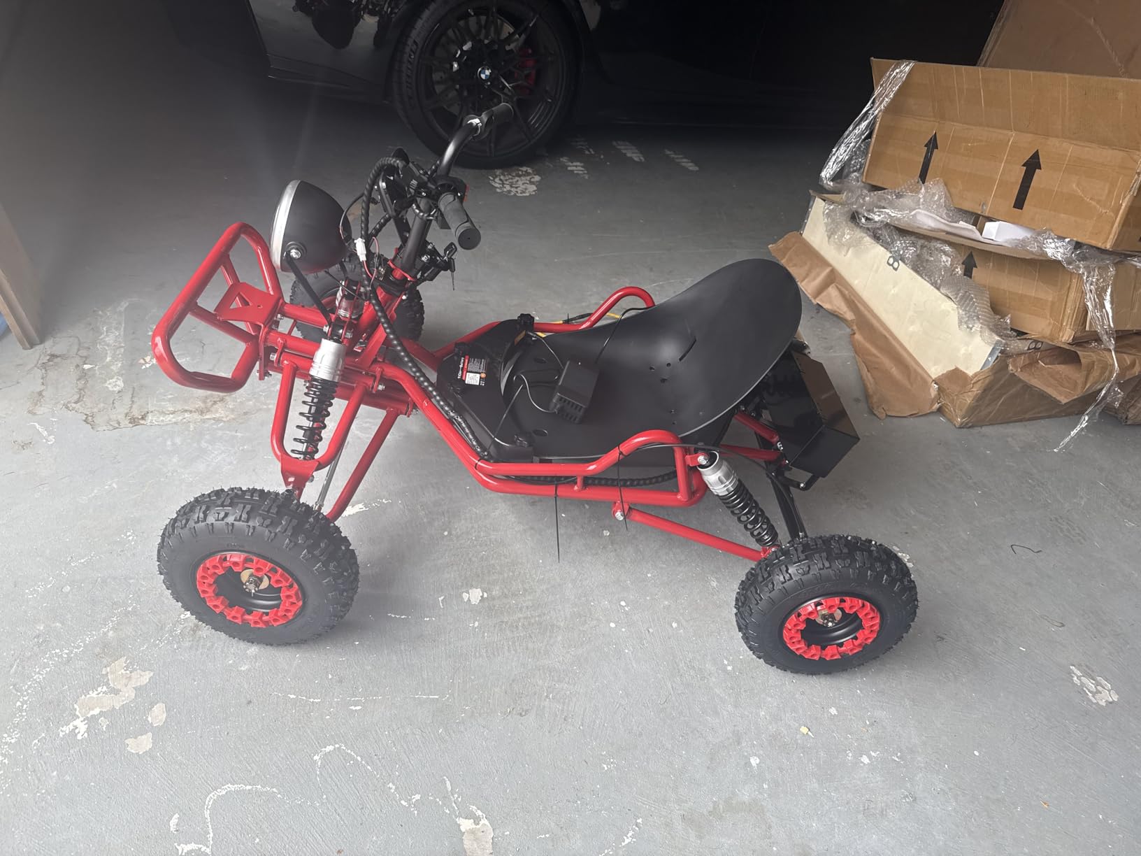Zyliathor Electric Go Kart Adults/Kids - 48V 2000W Motor 12-31MPH, 6'' All-Terrain Tires, 10.4Ah(12+Mi), 440lbs Capacity, 3-Speed Modes LED Lights & Charger (Red) customer photo 2