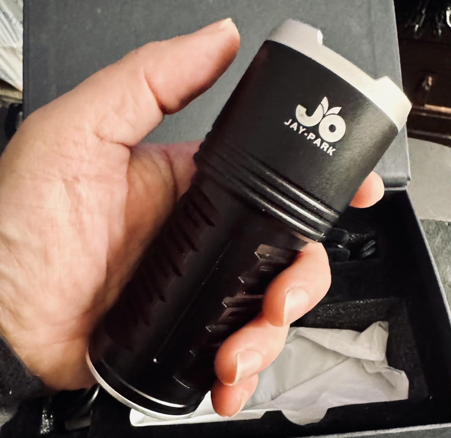 JAY-PARK LED Flashlights High Lumens 100000 Rechargeable 10800mAh Battery, LCD Power Display, 5 Lighting Modes, Zoomable, for Home, Emergency, Camping, Dog Walking, Adventure customer photo 1