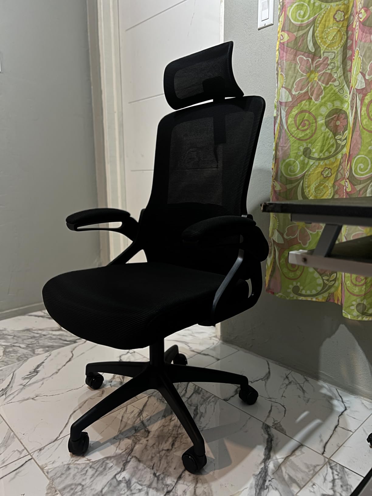 Fizzin Office Chair, Ergonomic Office Chair with High Back Mesh and Adjustable Lumbar Support, Home Mesh Office Desk Chairs with Wheels, Comfortable Gaming Chair for Long Hours (Deep Black) customer photo 1