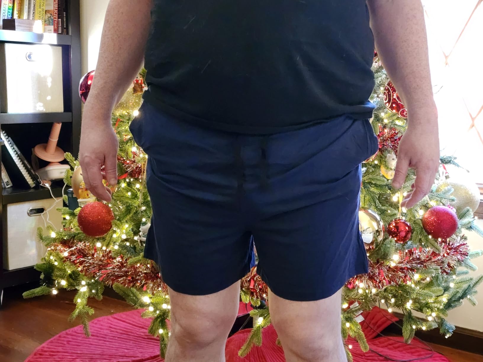 Mens 2 Pack Pajama Shorts, Soft Cool Breathable Sleep Bottoms, Comfy Lounge Pj Pants with Pocket customer photo 1