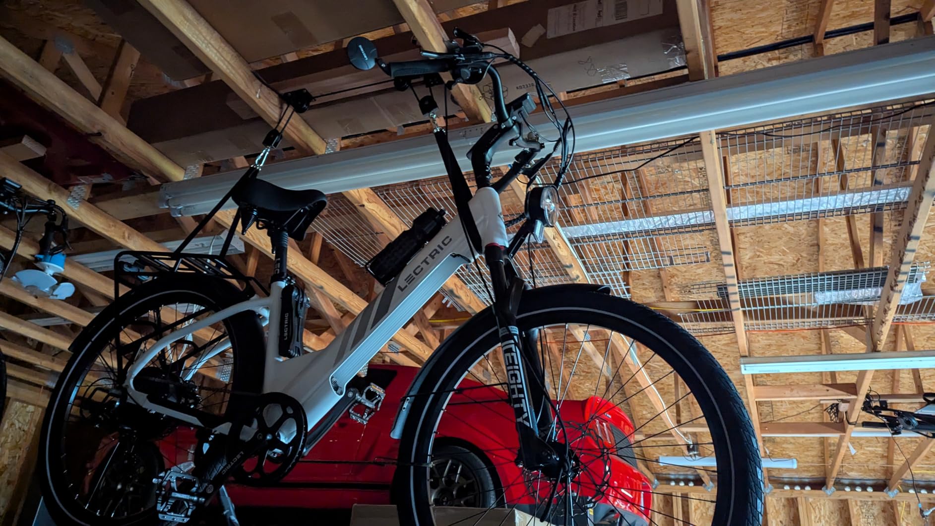 TRUSOON 2 Pack Bike Hoist, Heavy Duty Ebike Lift Pulley System for Garage Ceiling Overhead Storage for Bicycle, Ladders, Snowboard, Holds Up to 85 lbs Capacity, Fit 10-16 Foot High Ceilings customer photo 2