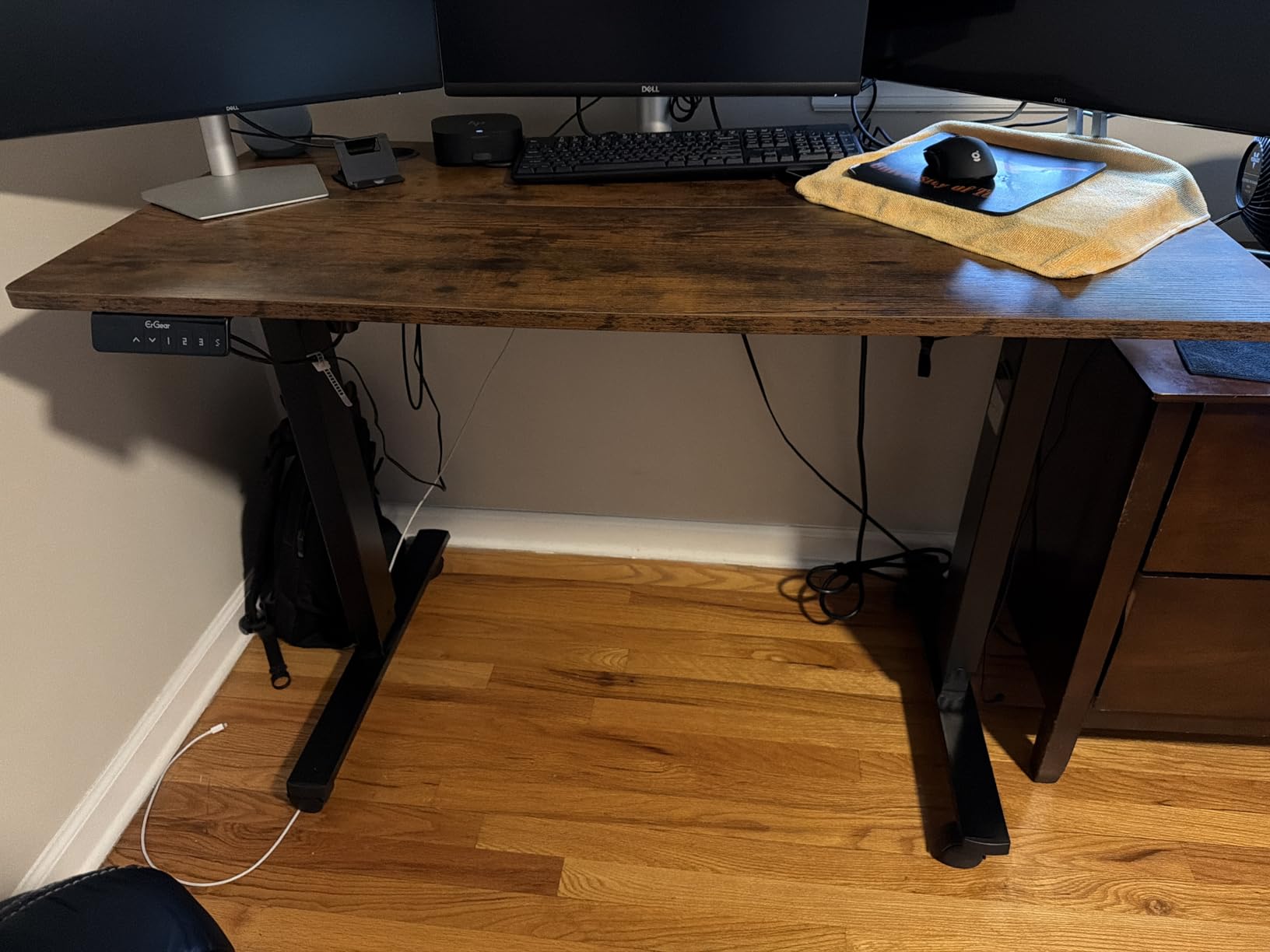 Cable Management, 25.3'' Under Desk Cable Management Tray No Drill, Metal Cable Organizer with Clamp for Wire Management, Cord Organizer for Home Office, Desk Accessories Organizer, Black customer photo 1