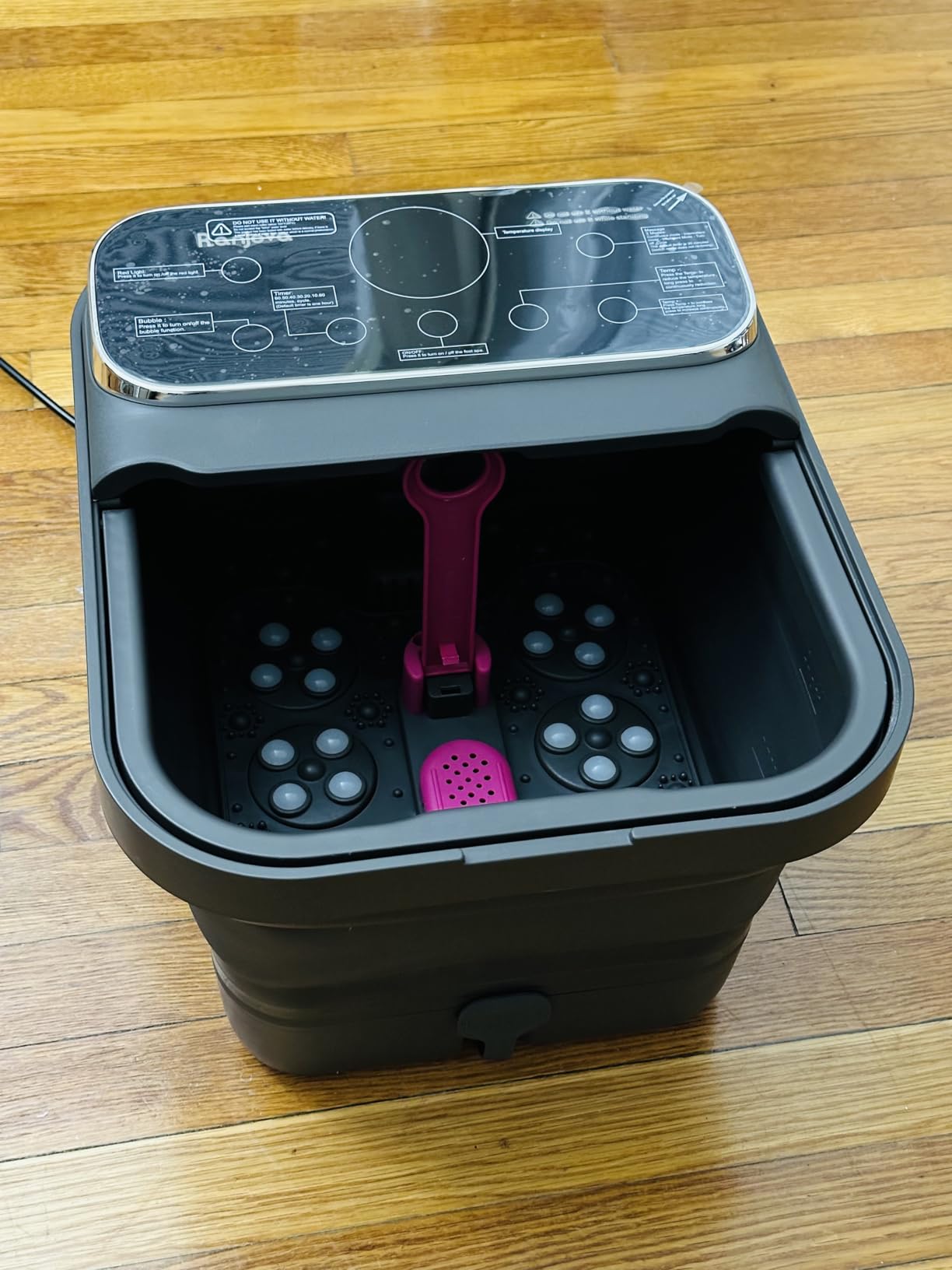 Ranjova Foot Spa Electric Rotary Massage, with Touchscreen Pro Color Display, Collapsible Foot Bath with Heat, Bubble, Remote Control, Temp Control, and 24 Motorized Shiatsu Massage Balls (Dark Grey) customer photo 1