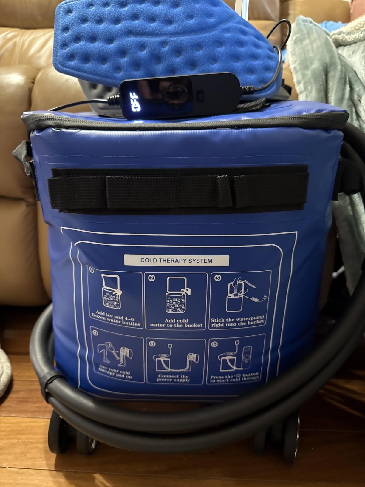 Ice Machine for Knee After Surgery, Cold Therapy Machine for Hip Shoulder Knee Replacement Recovery, Portable Quiet Leak-Proof Knee Ice Machine with Wheels & Universal Pad for Pain Relief and Swelling customer photo 1