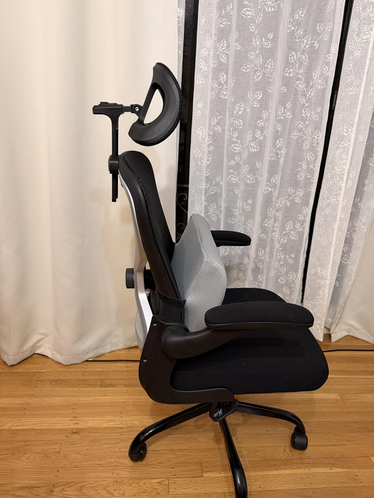 Ergonomic Office Chair for Back & Neck Pain Relief, Virgin Foam Seat, 2D Adjustable Lumbar & 3D Headrest, Tilt & Rock for Relaxation, Ideal for Long Sitting Comfort, Gray/Silver customer photo 1