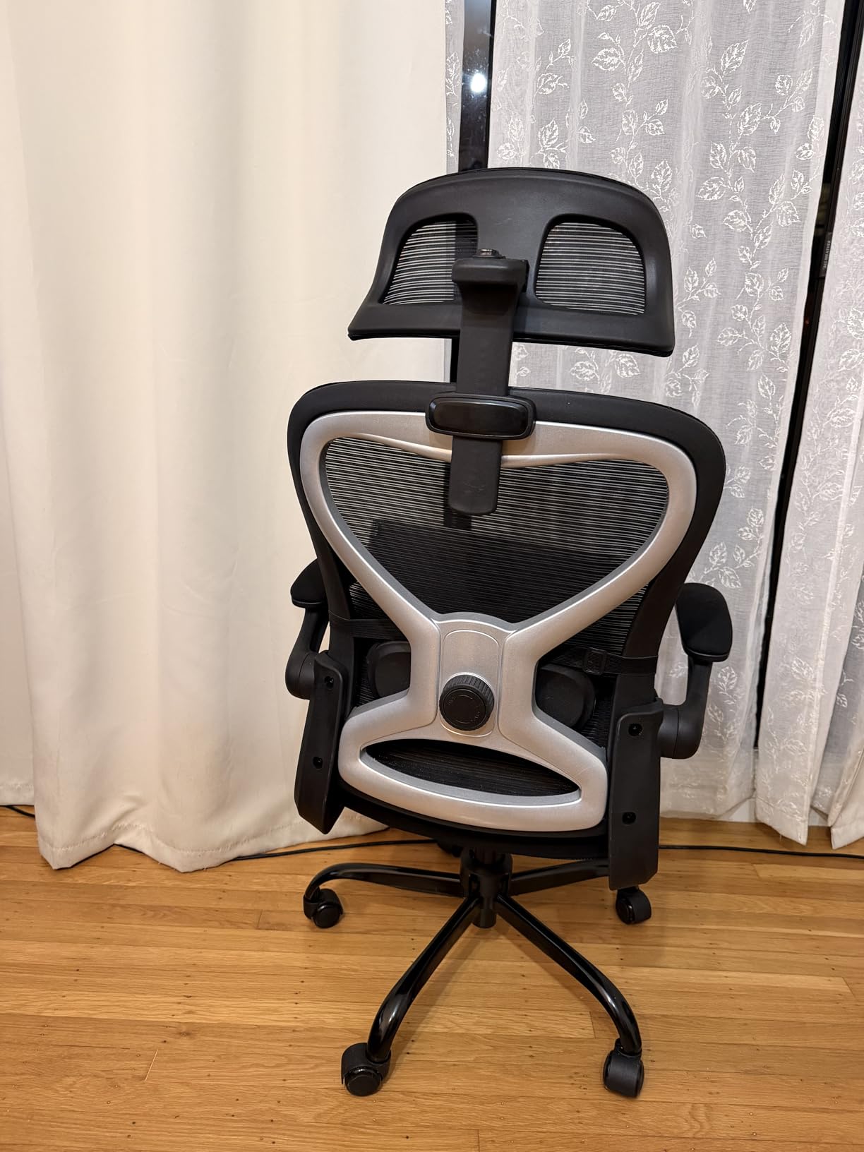 Ergonomic Office Chair for Back & Neck Pain Relief, Virgin Foam Seat, 2D Adjustable Lumbar & 3D Headrest, Tilt & Rock for Relaxation, Ideal for Long Sitting Comfort, Gray/Silver customer photo 2