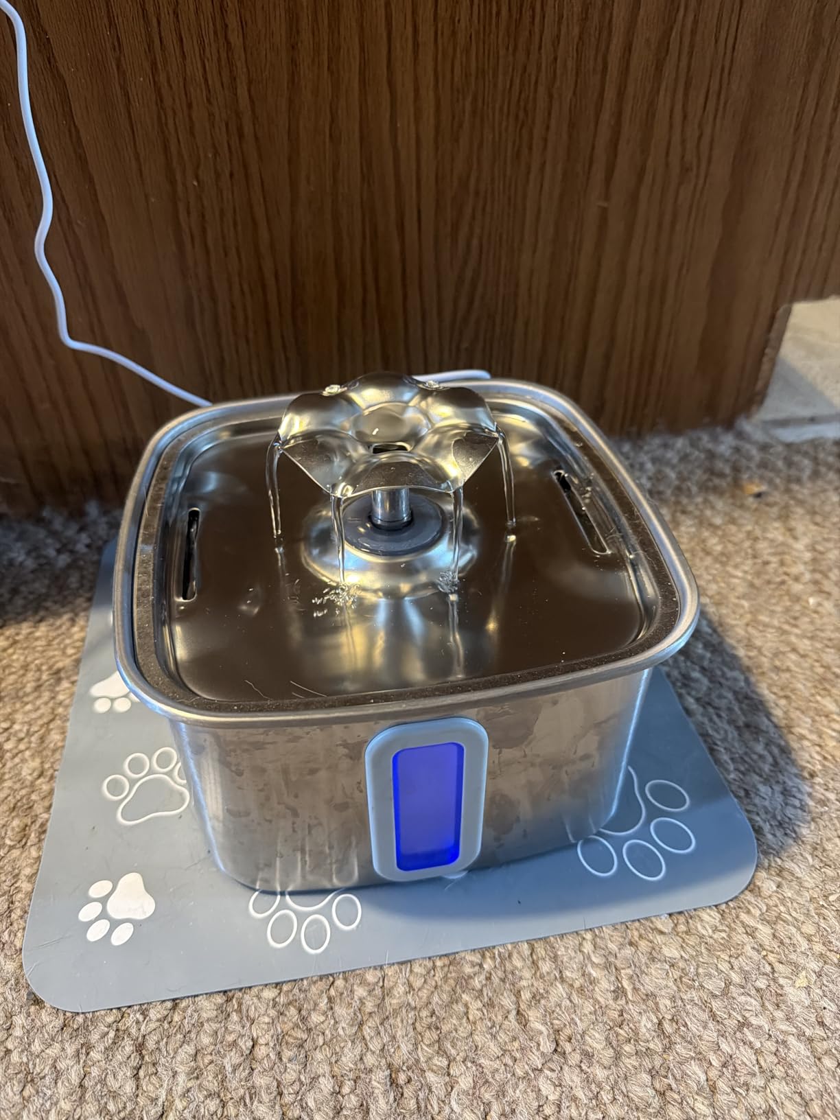 Veken Innovation Award Winner Stainless Steel Cat Water Fountain, 108oz/3.2L Automatic Pet Fountain Dog Water Dispenser with 3 Replacement Filters & Silicone Mat, Gifts for Cats, Dogs (Silver) customer photo 1