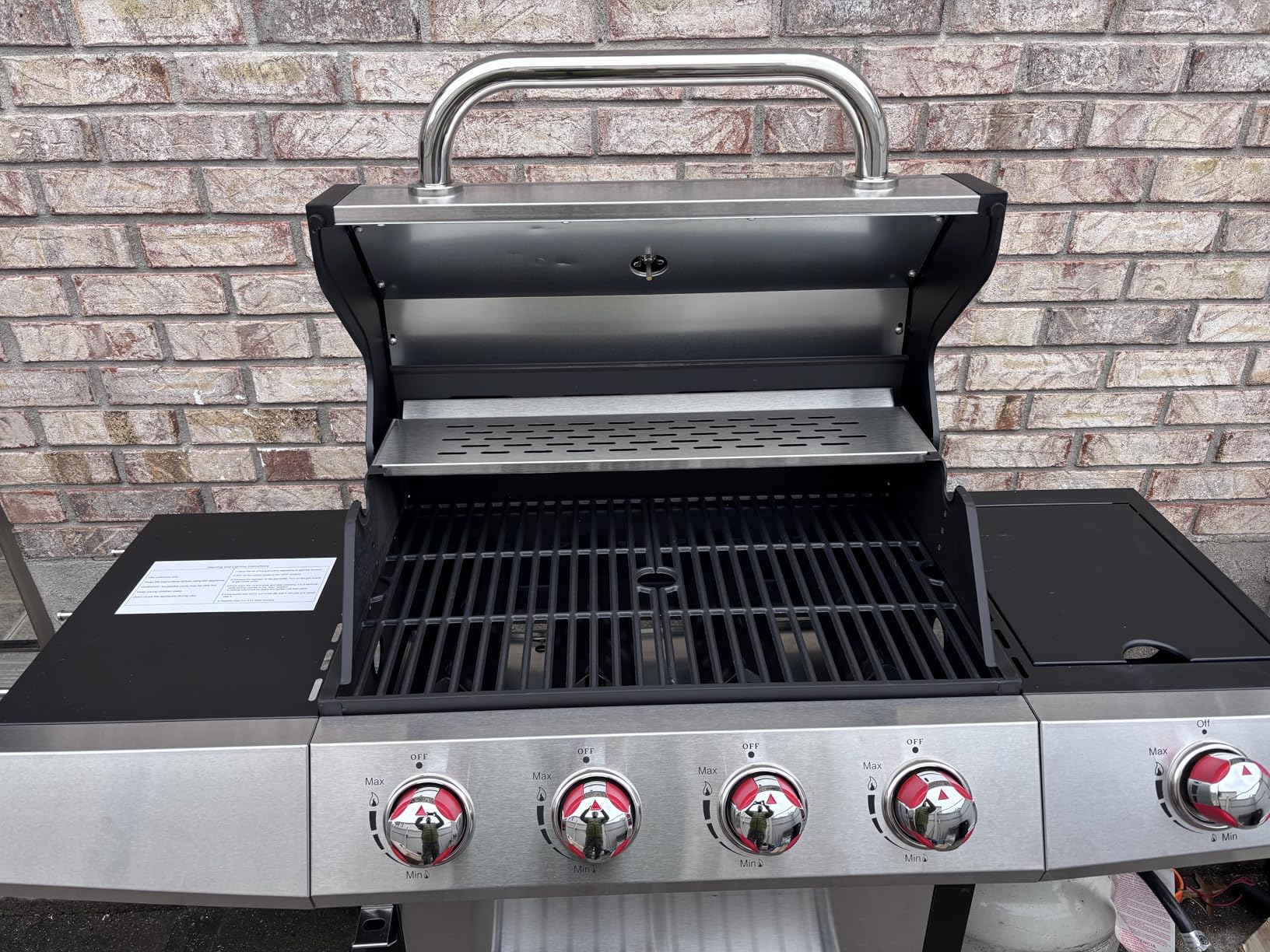 Griddle Grill Combo, 4 Burner Propane Gas and Charcoal Grill Combo with Side Burner, Outdoor BBQ Grill with Cast Iron Grates & Prep Space customer photo 2
