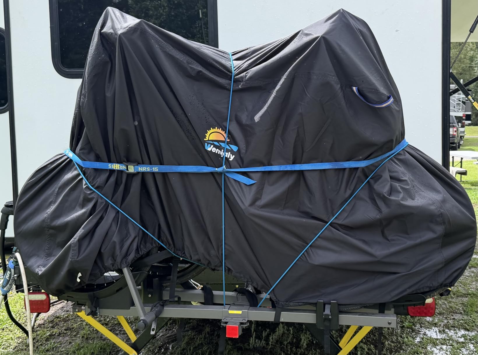 Bike Cover for 2 Bikes - 900D Heavy Duty Bicycle Cover Waterproof Outdoor Bike Rain Cover for Transport on Rack Wind Proof Bicycle Rack Covers with 6M Elastic Cord customer photo 2