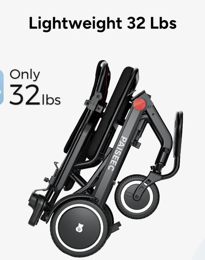 Paiseec Lightweight Electric Wheelchair Foldable, Only 32 lbs, Power Wheelchair for Adults/Seniors, Compact Electric Wheelchair for Travel, Airline Approved, Up to 11 Miles, Outdoor & Indoor customer photo 1