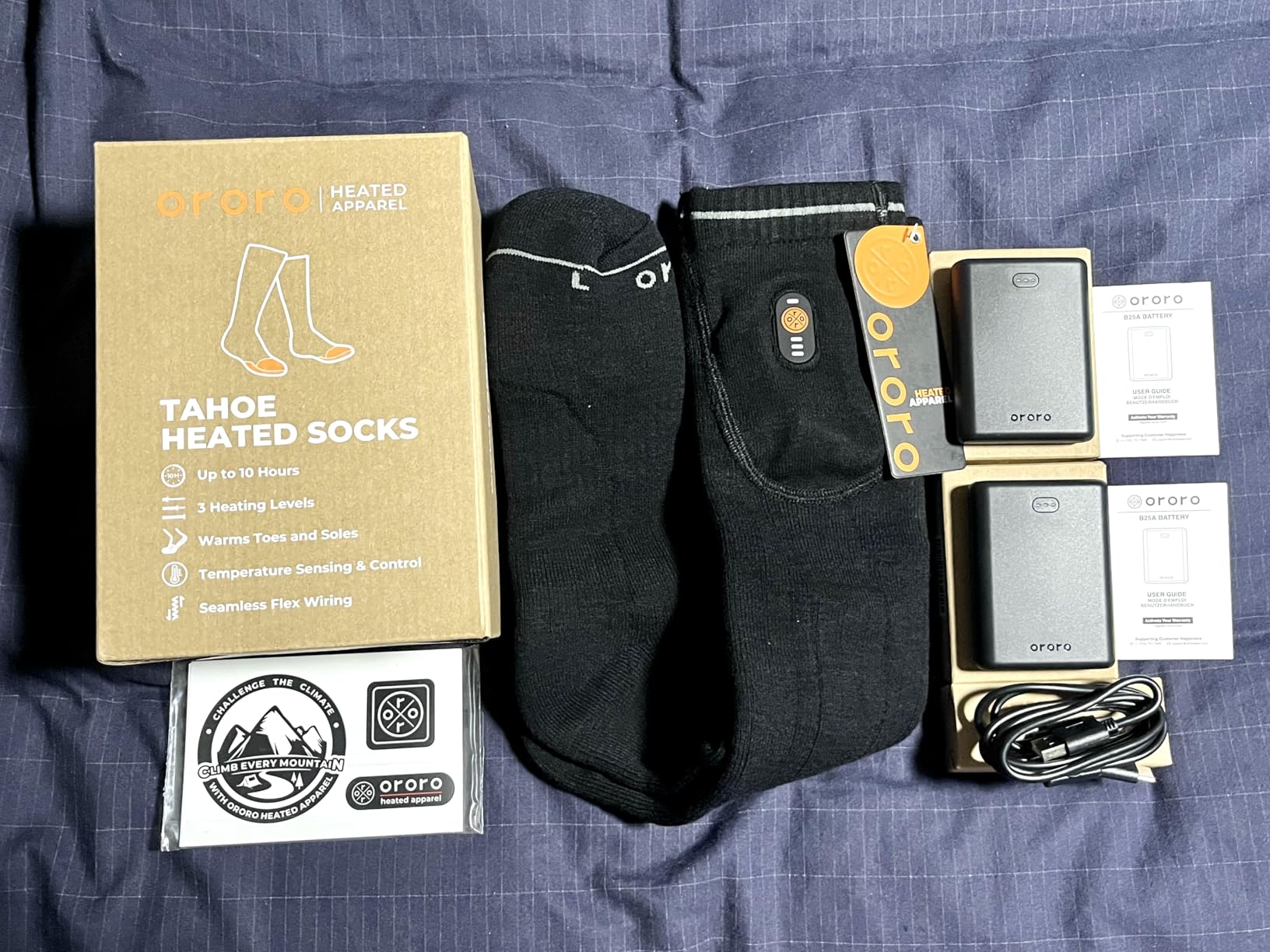 ORORO Heated Socks with Wool-Blend Fabric, Electric Foot Warmer with Toe and Sole Heating, Battery Powered Socks customer photo 2