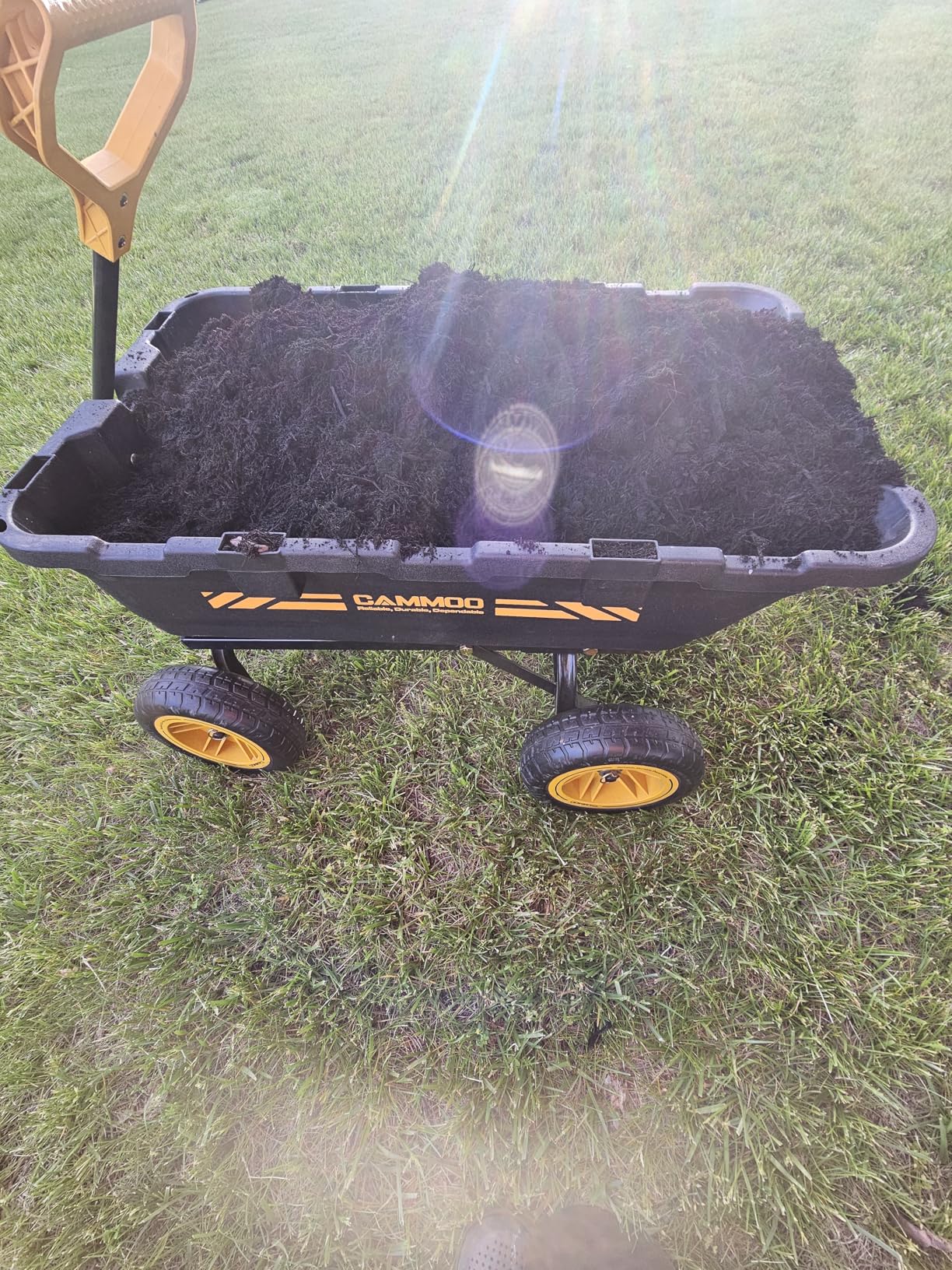 CAMMOO 10in NO-FLAT TIRES 900lb Heavy-Duty Garden Dump Cart DIY Expandable Capacity Over 4 Cu.Ft. Utility Wagon with Quick-Release Dumping & Prime Grade 100% Virgin Polypropylene-Not Recycled Material customer photo 2