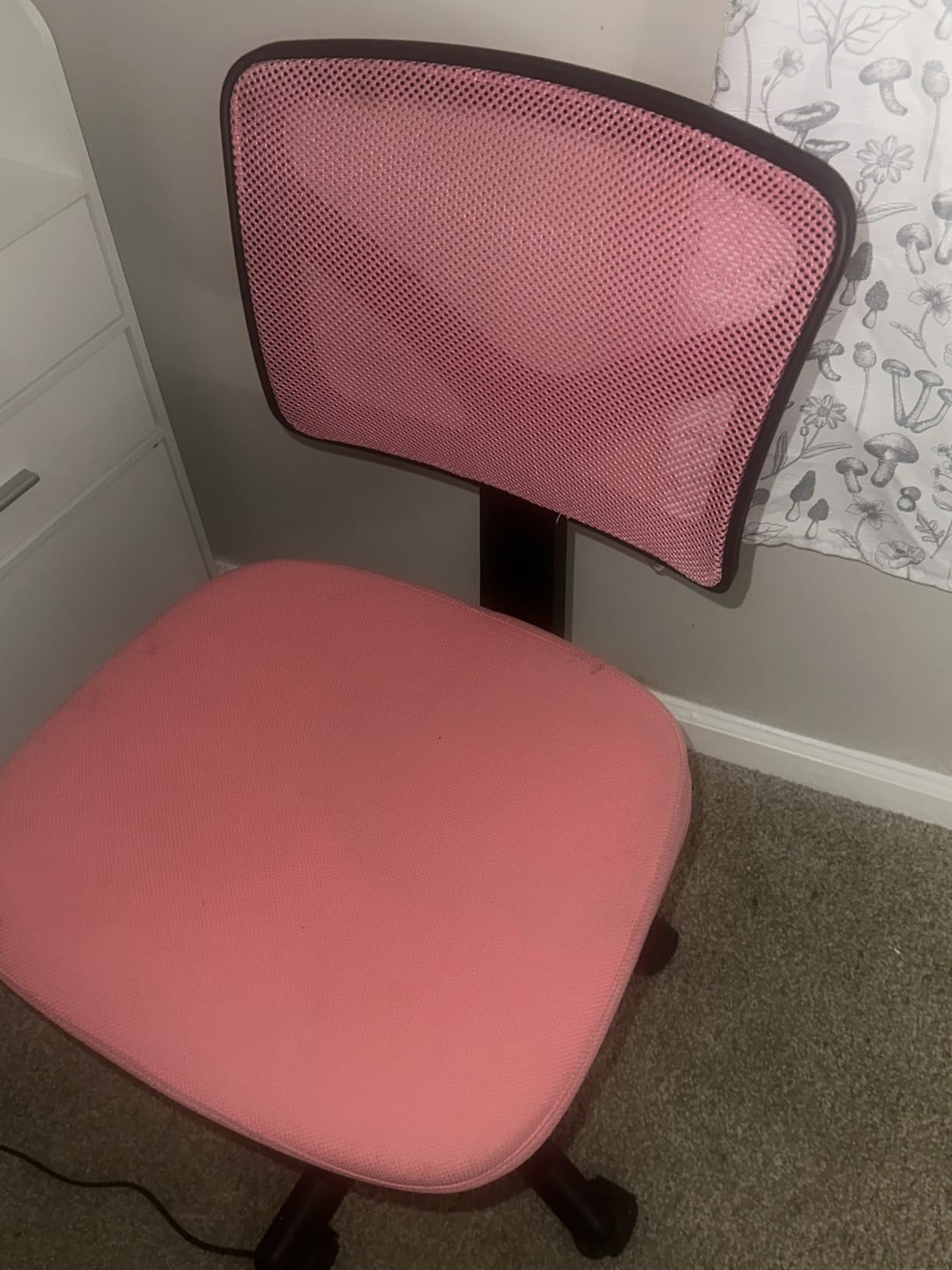DUMOS Small Office Chair Armless, Ergonomic Adjustable Home Office Swivel Rolling Task Chair No Arms, Comfy Mesh Mid Back Computer Work Vanity Desk Chiars with Wheels for Small Spaces, Hot Pink customer photo 1