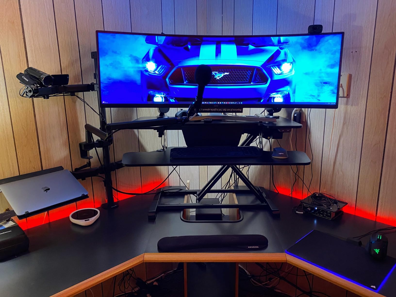 FLEXISPOT H7 Plus Gas Spring Adjustable Standing Desk, Mobile Rolling Sit-Stand Table with Wheels, Cordless Stand Up Desk for Small Spaces & Home Office, 32