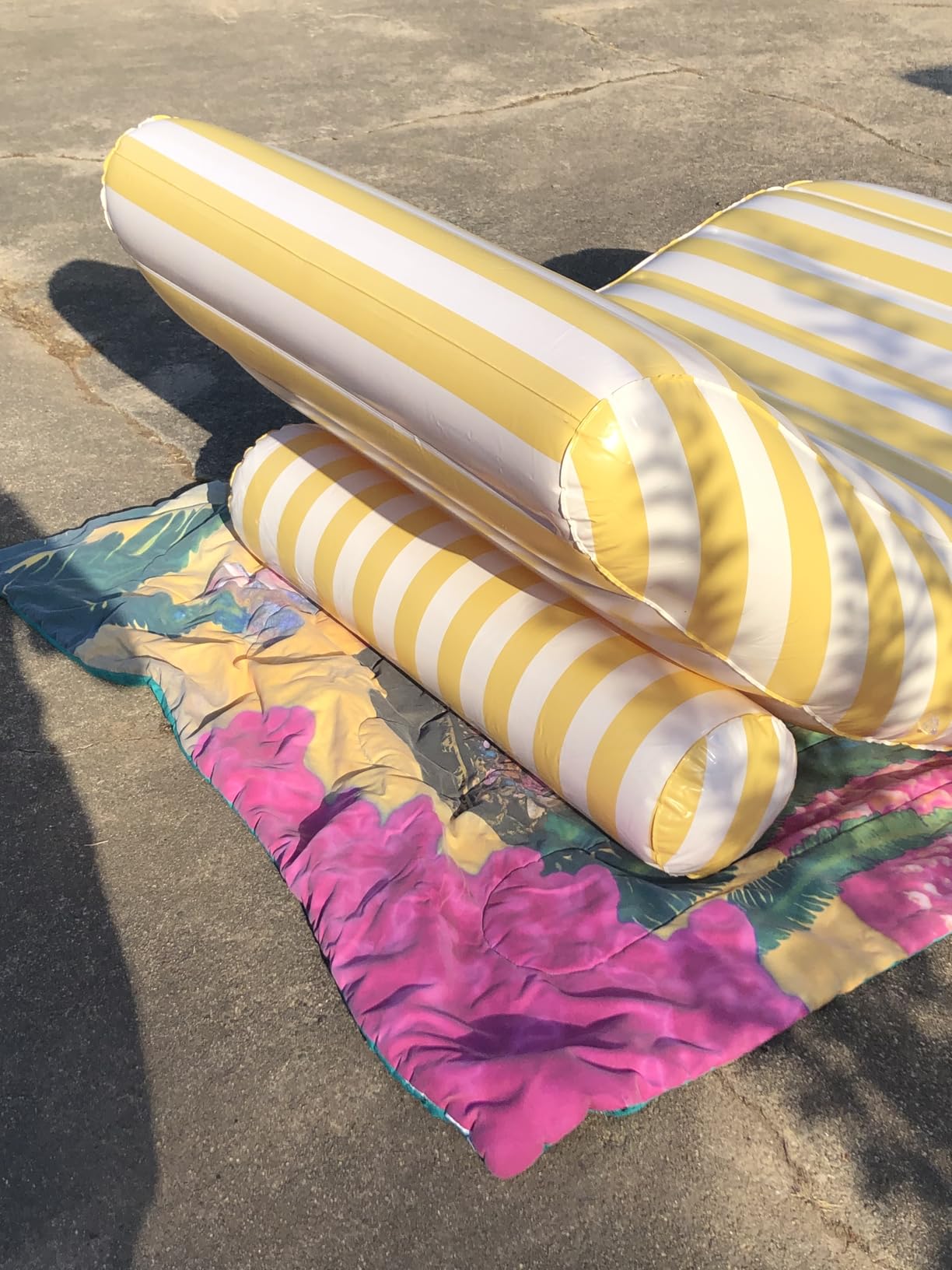 FUNBOY Giant Inflatable Luxury Blue & White Cabana Striped Chaise Lounger, Chair Pool Float for Adults, Perfect for a Summer Pool Party, Nearly 6 Feet Long customer photo 1