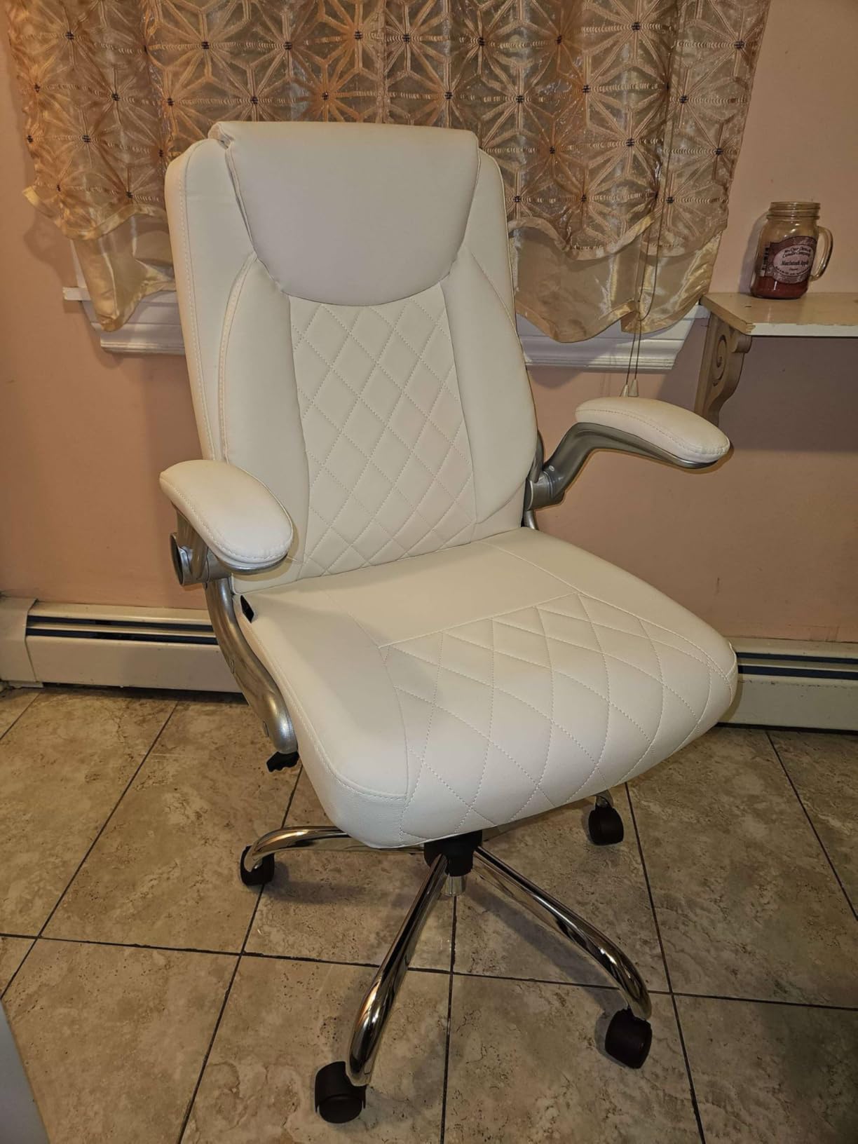 COMHOMA Leather Office Chair Ergonomic Computer Gaming Chair with Comfy Back Support, Executive Mid-Back, Small Gaming Chair with Adjustable Armrests, for Short People Use, Rolling Swivel for Adults customer photo 2
