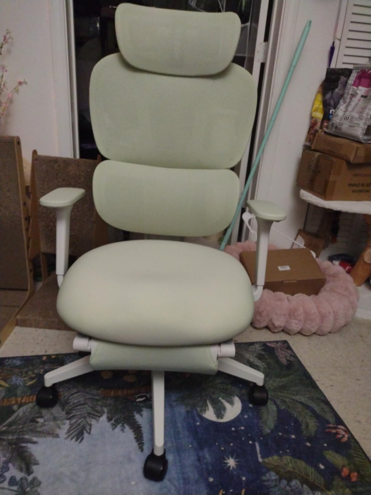 CabLady S1 Petite Ergonomic Home Desk Chair with Footrest and Headrest, High Back Fixed Lumbar Support with Detachable Pillow, Reclining Cute Office Chair for Women & Girls, 300 LBS Capacity customer photo 1