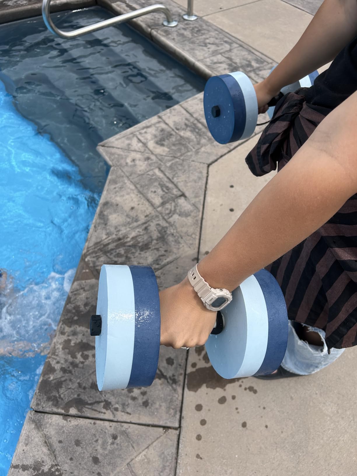 Sportneer Adjustable Resistance Water Weights: Pool Exercise Dumbbell Set of 2 EVA Foam Pool Weights with Handle Strip Aquatic Exercise Equipment for Water Aerobics customer photo 1