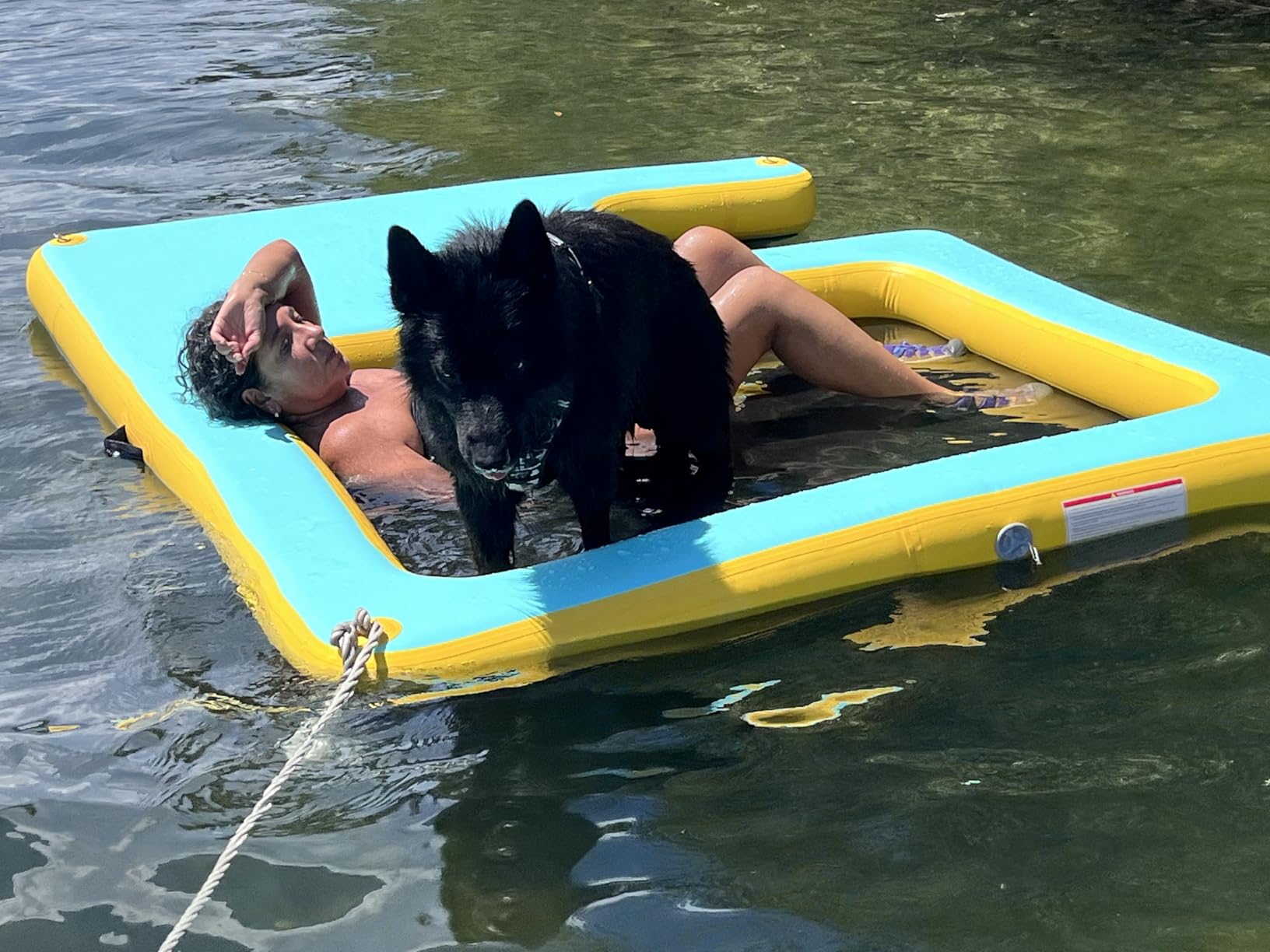 Inflatable Floating Dock with Water Hammock, 8FT/10FT Large Inflatable Water Platform w/Thickened Ramp for Dogs, Pool Floating Island for Lake, Boat, Beach, Pool customer photo 1