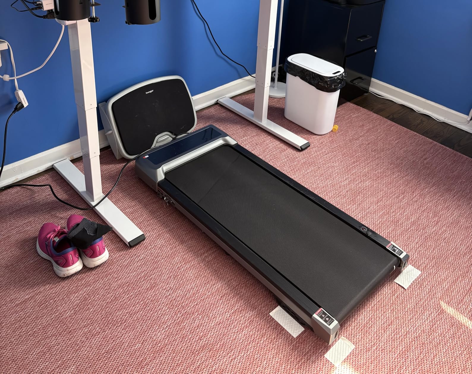TOPUTURE Walking Pad with 10% Incline, 3.0HP Brushless Quiet Under Desk Treadmill, Portable Treadmills for Home/Office, Running Machine 300 lbs Capacity with RGB LED Screen, Remote Control/App Control customer photo 2
