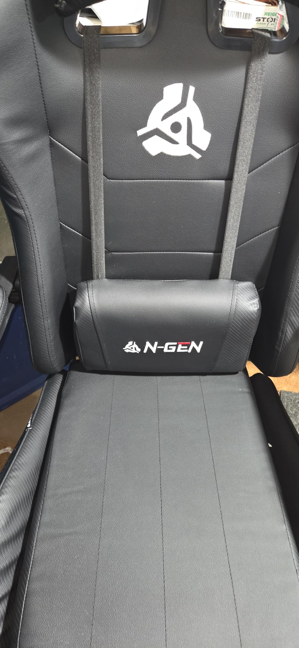 N-GEN GAMING Video Gaming Chair with Footrest Lumbar Support for Home Office High Back Recliner Height Adjustable Ergonomic Comfy Leather Computer Desk Chair (Carbon Black) customer photo 2