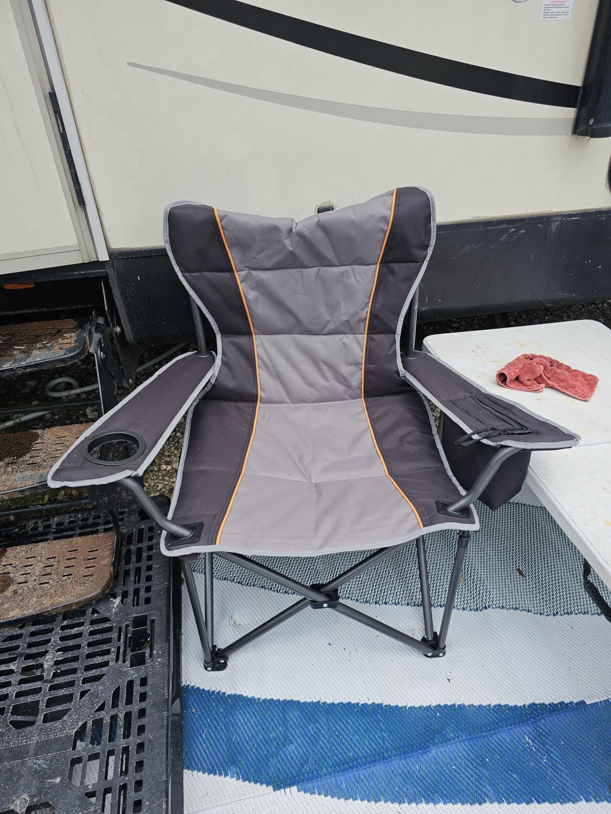 NEWBULIG Oversized Folding Camping Chair for Adults, Portable Outdoor Collapsible Chairs, 500 LBS Heavy Duty Support, with Cup Holders, for Lawn, Fishing, Hiking, Black customer photo 1