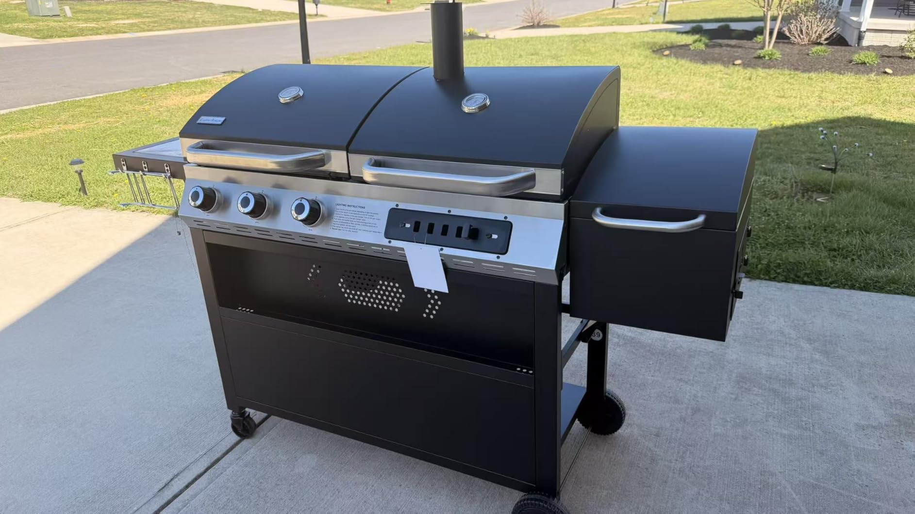 Sophia & William 3-Burner Gas and Charcoal Grill Combo with Offset Smoker - Dual Fuel BBQ Grill, 840 sq. in. Cooking Area, Heavy Duty Propane Barbecue customer photo 2