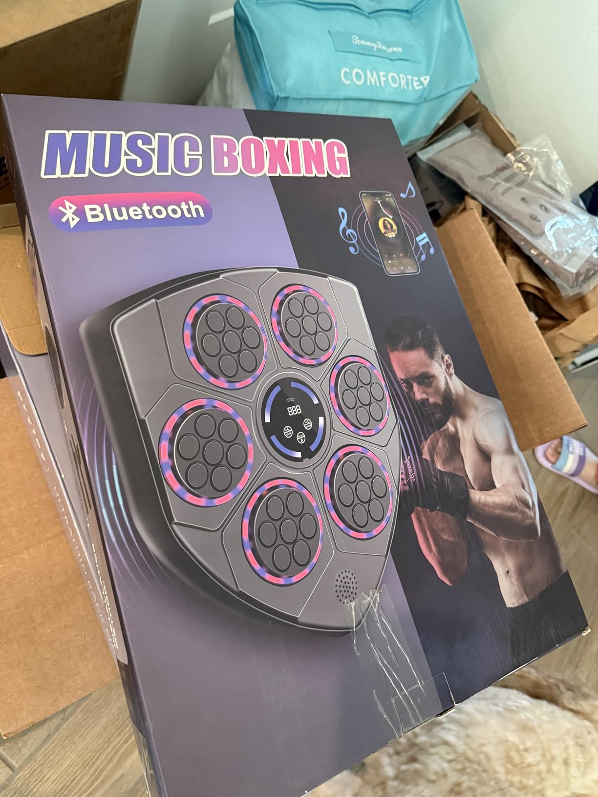 Music Boxing Machine for Adults with Boxing Gloves, 9 Modes & 9 Speeds, Wall Mounted Music Punching Machine for Home Gym, Office & Fitness Training customer photo 1