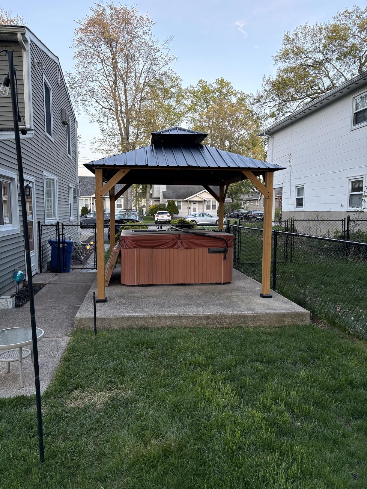 Aoxun 10' x 12' Outdoor Wood Gazebo, Hardtop Gazebo with Double Galvanized Steel Roof, Polyester Curtains and Netting, Waterproof Pergola for Backyard Garden Patio customer photo 2