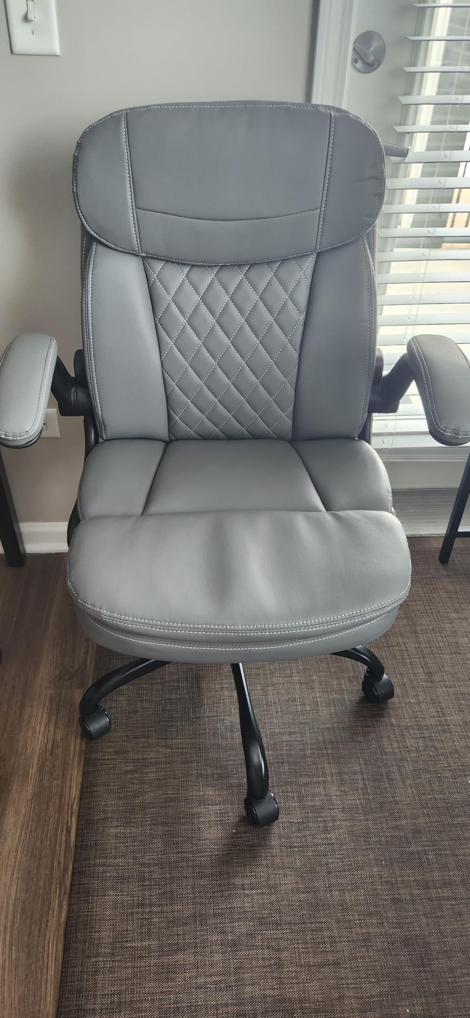 Leather Office Chair, Upgraded Double-Layer Seat Cushion and Neckrest PU Computer Desk Chairs, 360 Degree Swivel, Ergonomic Small Gaming Chair with Wheels and Adjustable Armrests for Short People, Brown customer photo 1