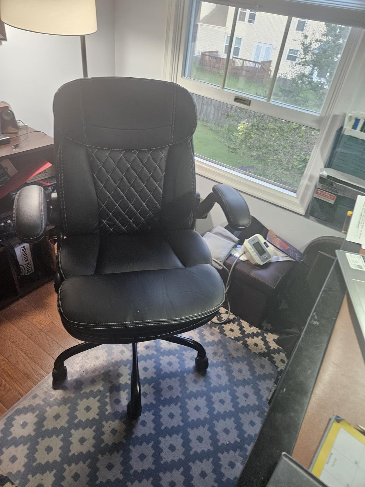 Leather Office Chair, Upgraded Double-Layer Seat Cushion and Neckrest PU Computer Desk Chairs, 360 Degree Swivel, Ergonomic Small Gaming Chair with Wheels and Adjustable Armrests for Short People, Brown customer photo 2