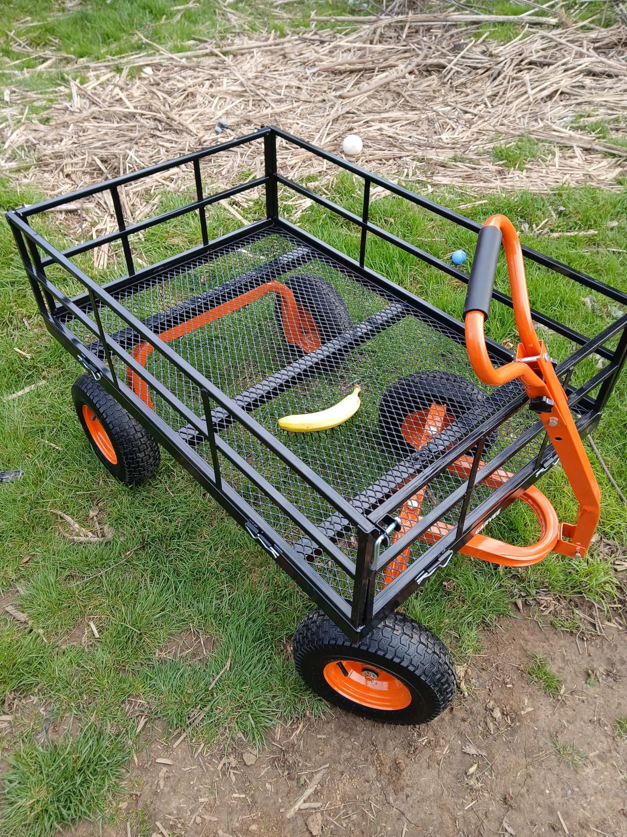 GarveeLife Heavy Duty Steel Garden Cart, 900 LBS Capacity 3 in 1 Pullable Garden Wagon with 10 in Wheels, for Gardening Soil, Tools, and Plant Transport customer photo 2