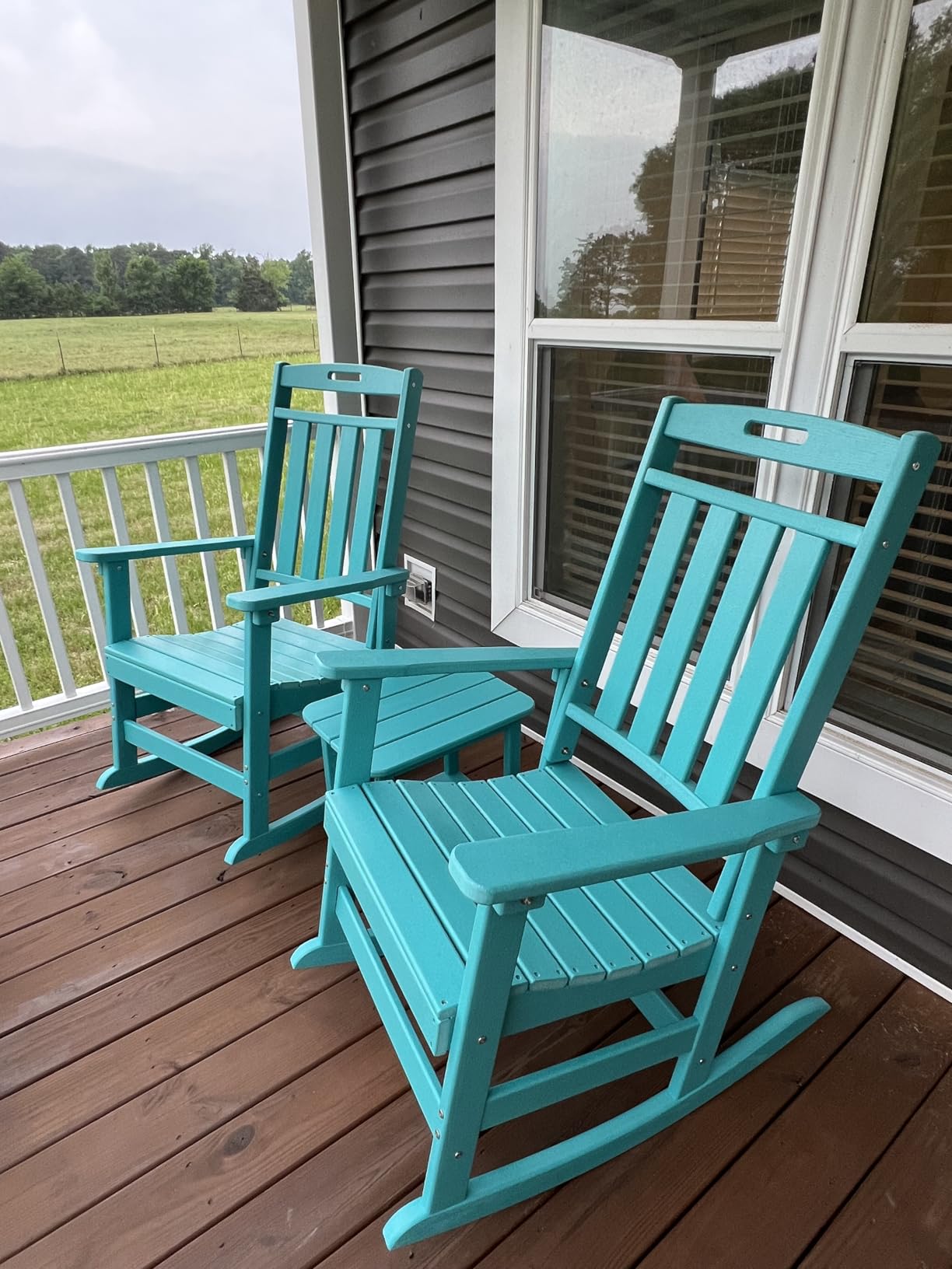 Plawdlik Oversized Outdoor Rocking Chair - All-Weather Resistant, HDPE Heavy Duty Patio Rockers with High Back for Porch, Lawn, Garden, Modern Style, Coffee customer photo 1